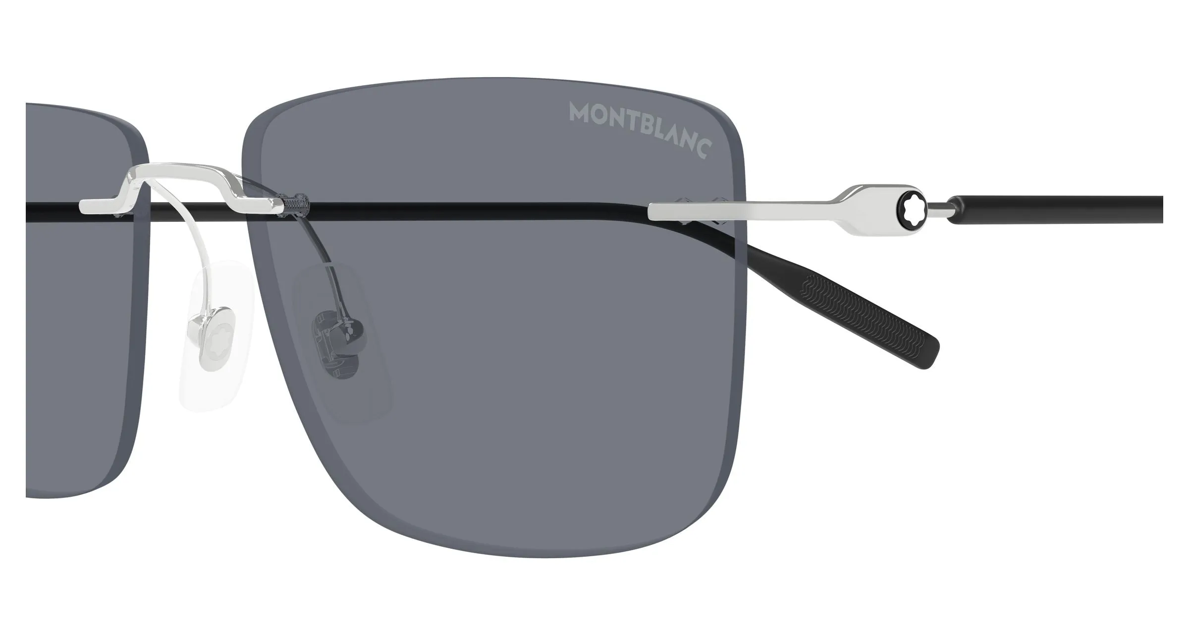 Montblanc MB0429S 002 Occhiali da sole Metallo Argento Grigio Squadrata - immagine 3