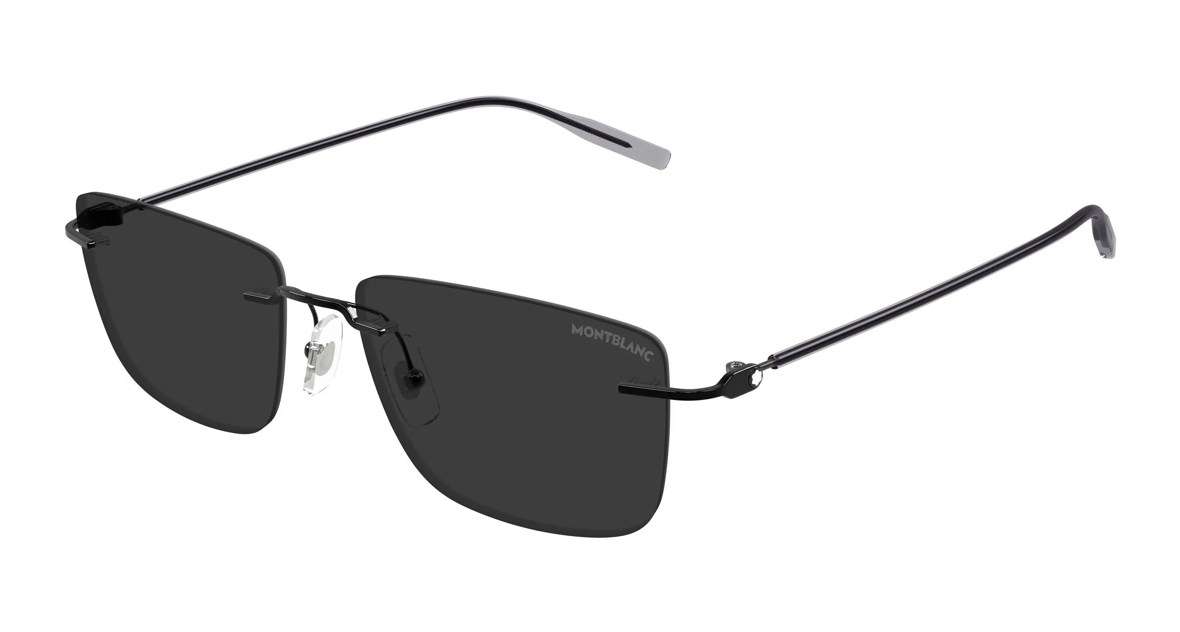 Montblanc MB0429S 001 Occhiali da sole Metallo Nero Grigio Squadrata - immagine 1