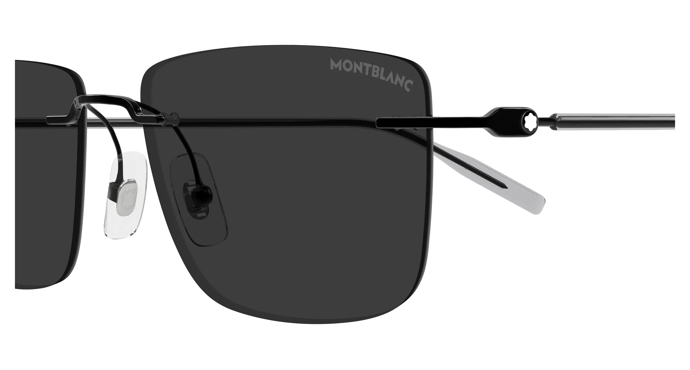 Montblanc MB0429S 001 Occhiali da sole Metallo Nero Grigio Squadrata - immagine 3