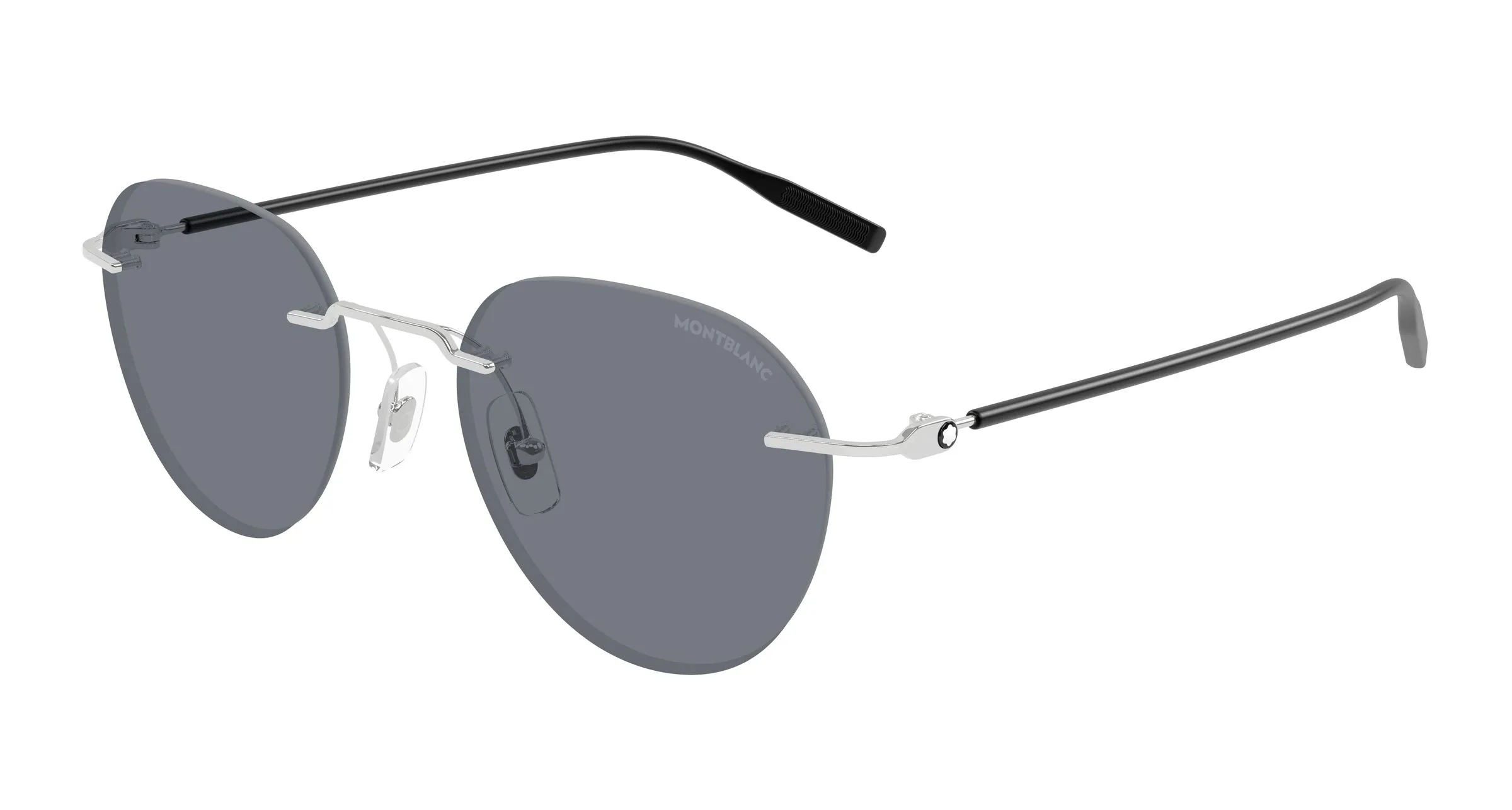 Montblanc MB0428S 002 Occhiali da sole Metallo Argento Grigio Rotonda - immagine 1