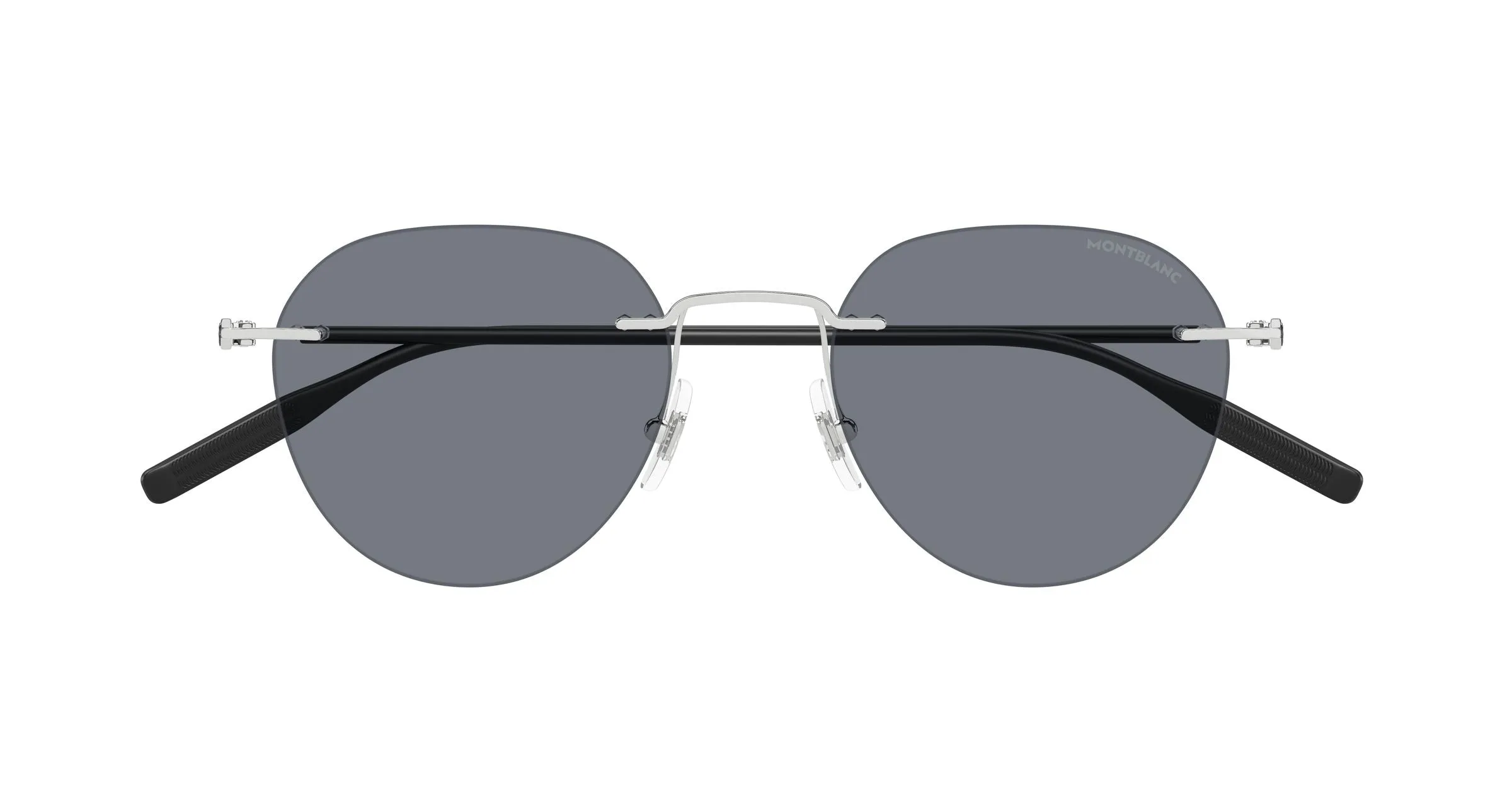 Montblanc MB0428S 002 Occhiali da sole Metallo Argento Grigio Rotonda - immagine 2
