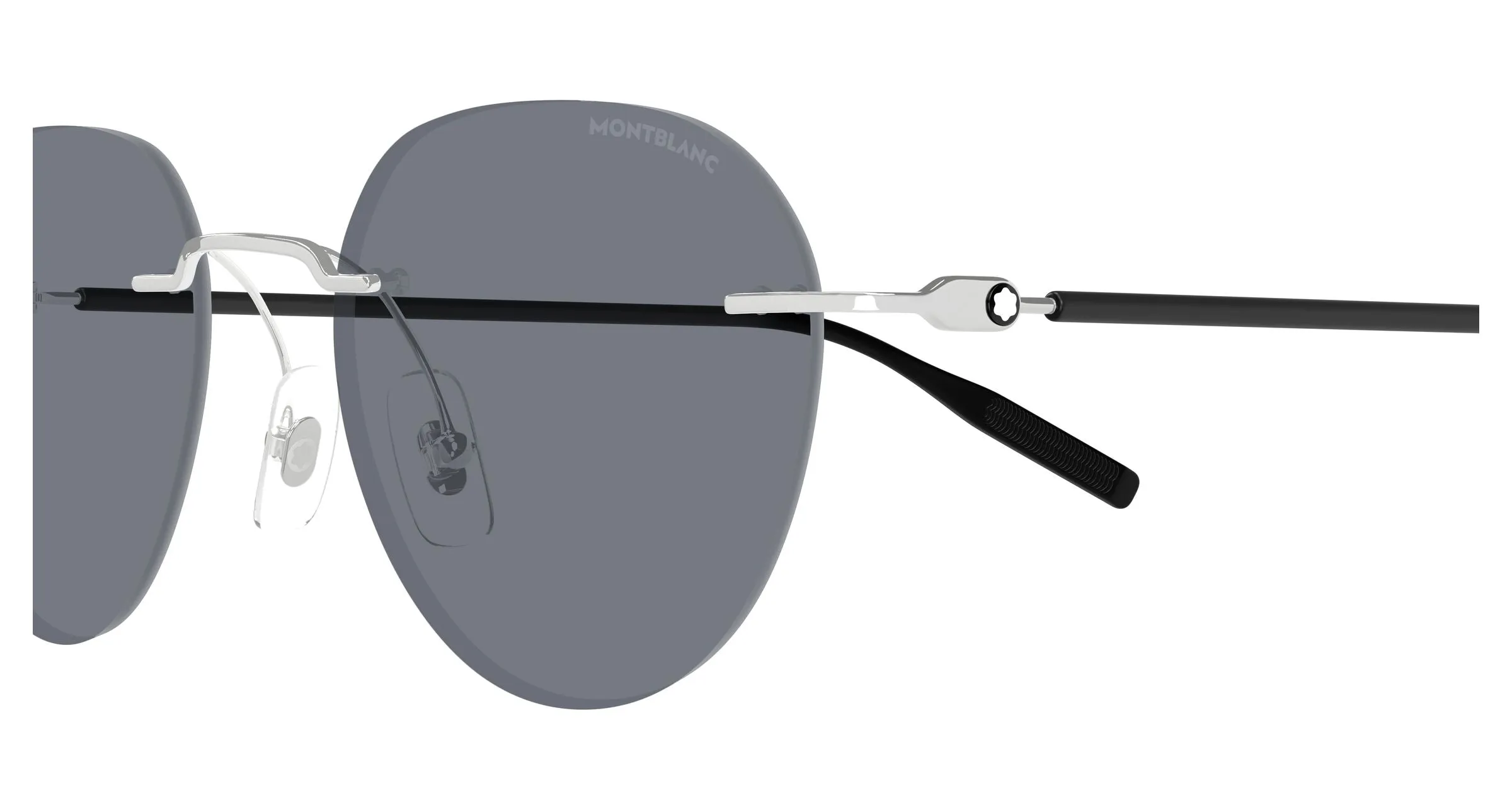 Montblanc MB0428S 002 Occhiali da sole Metallo Argento Grigio Rotonda - immagine 3