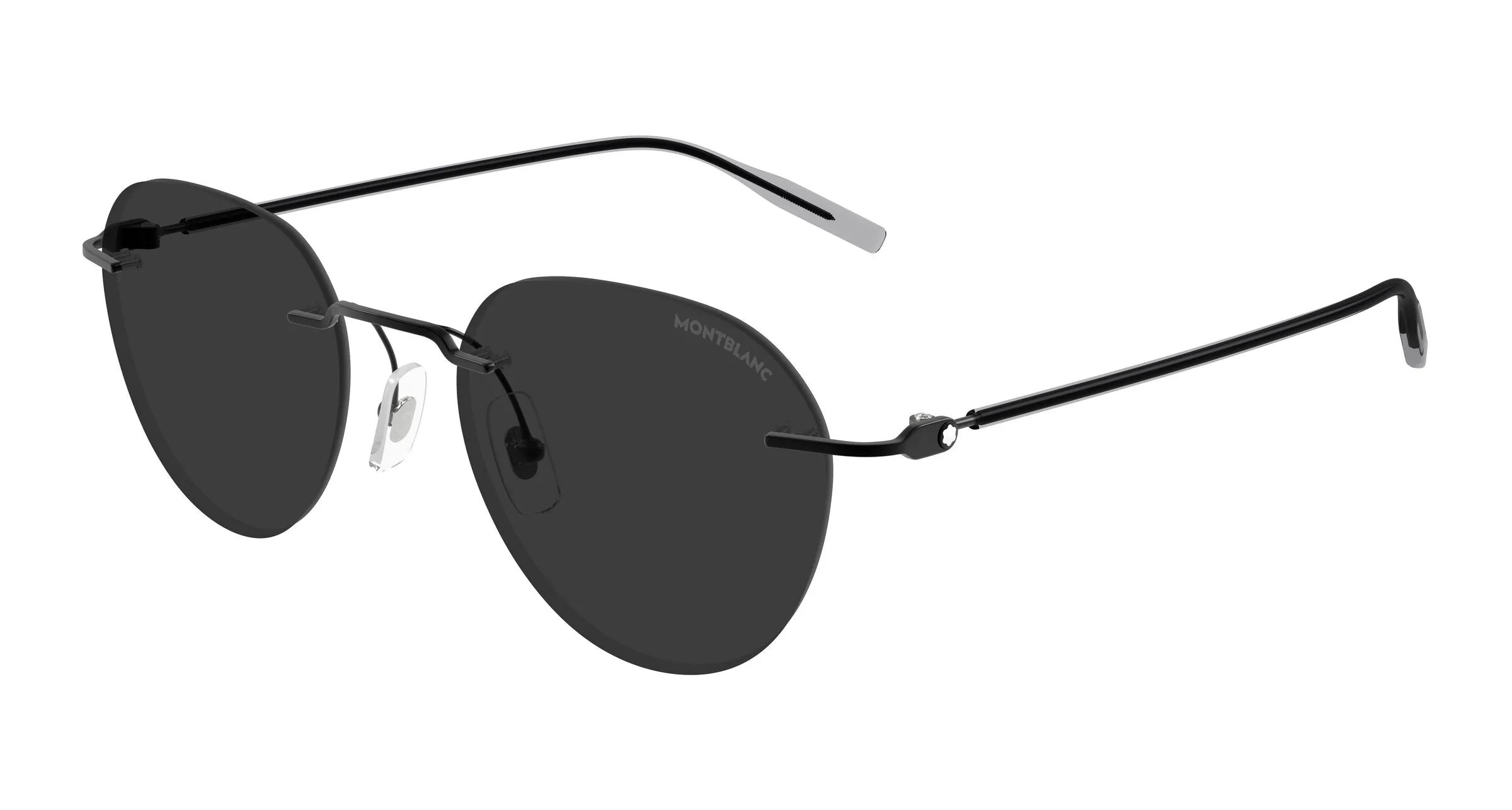 Montblanc MB0428S 001 Occhiali da sole Metallo Nero Grigio Rotonda - immagine 1