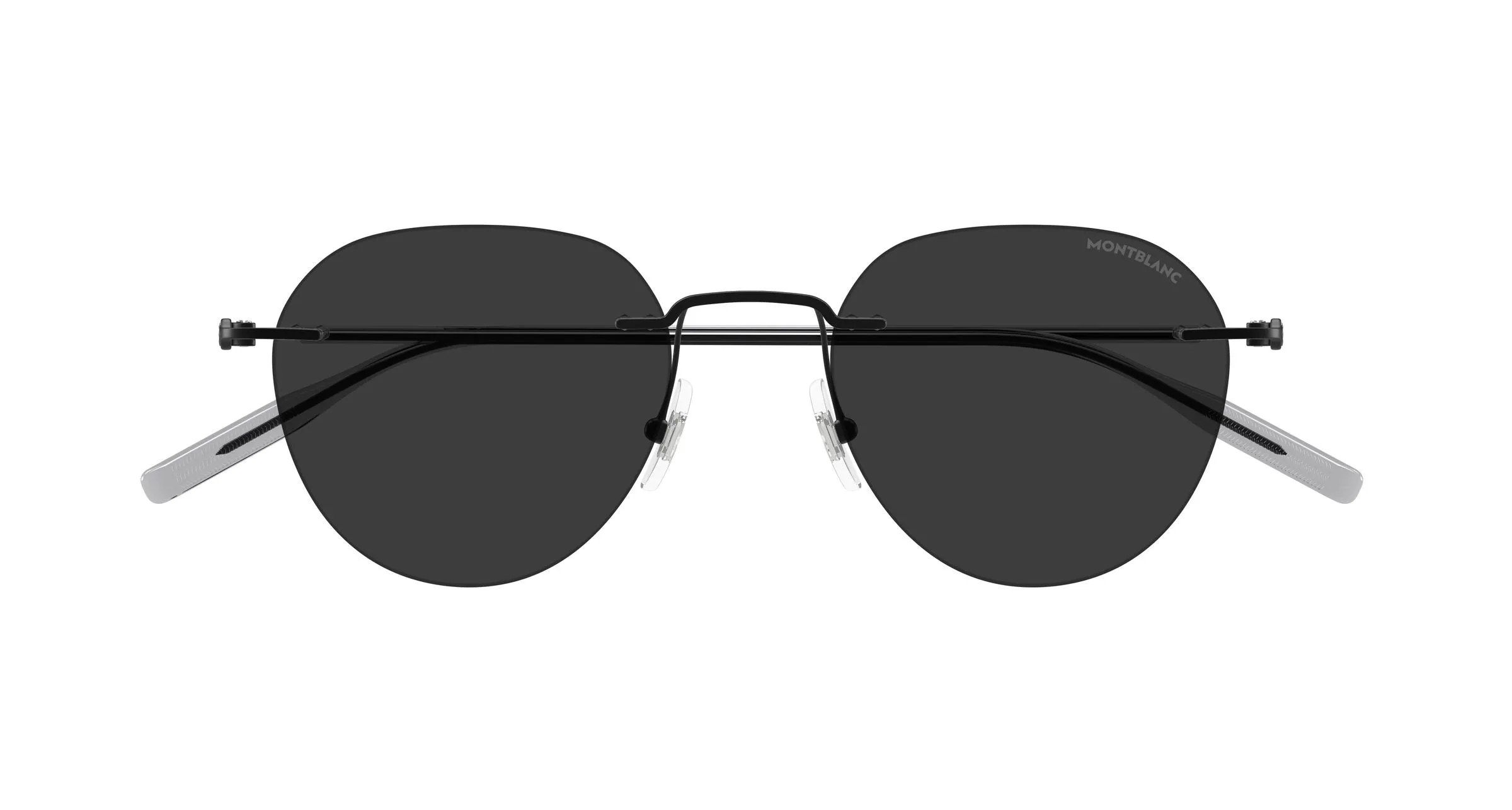 Montblanc MB0428S 001 Occhiali da sole Metallo Nero Grigio Rotonda - immagine 2