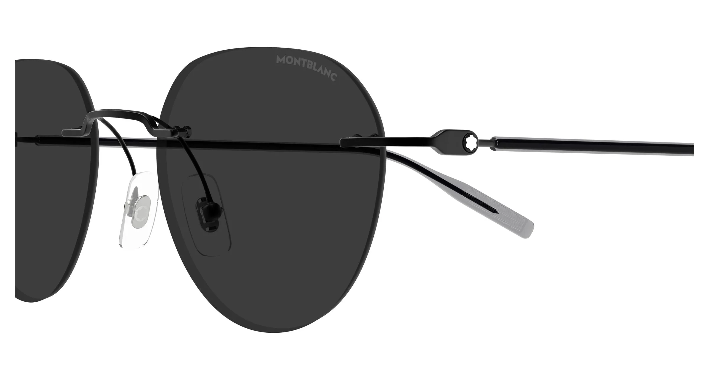 Montblanc MB0428S 001 Occhiali da sole Metallo Nero Grigio Rotonda - immagine 3