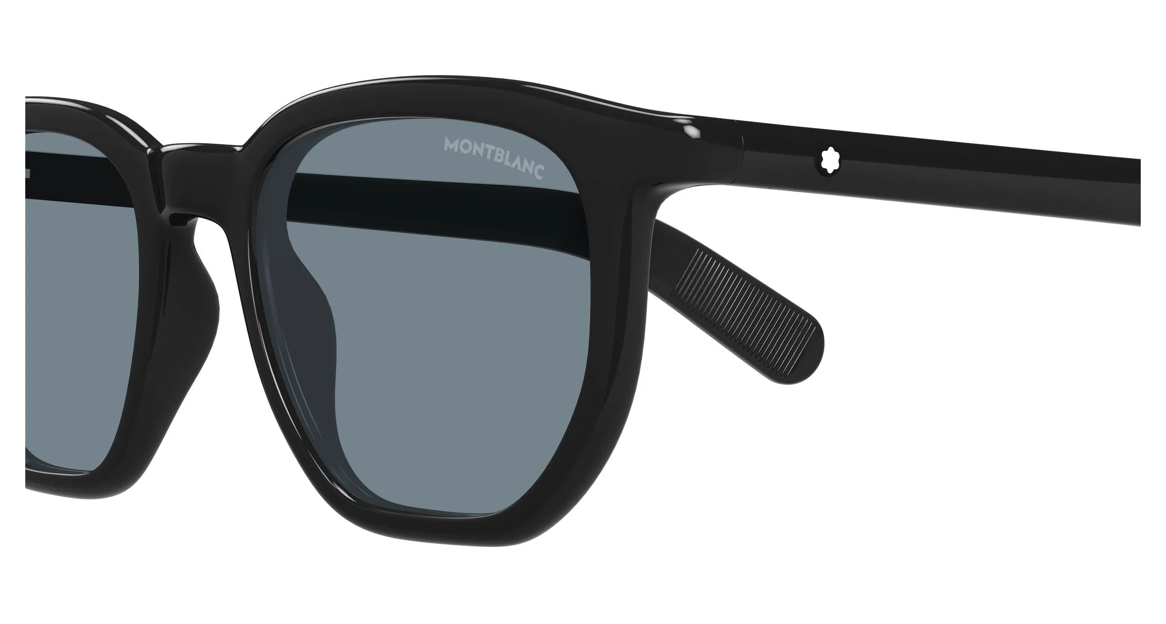Montblanc MB0352S 008 Occhiali da sole Acetato Nero Blu Squadrata - immagine 3