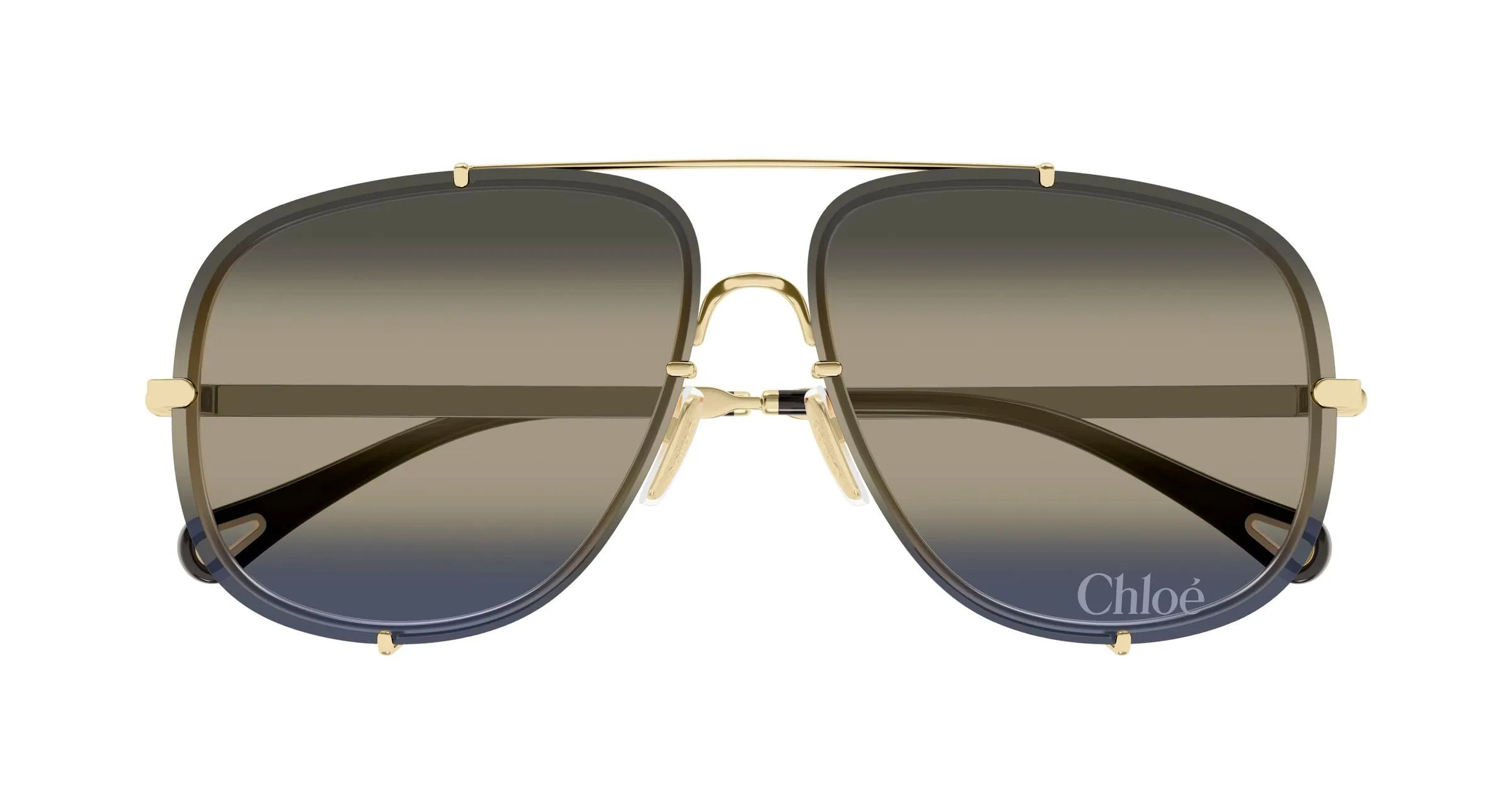 Chloé CH0348S 005 Occhiali da sole Metallo Oro Blu Pilot Sfumato - immagine 2