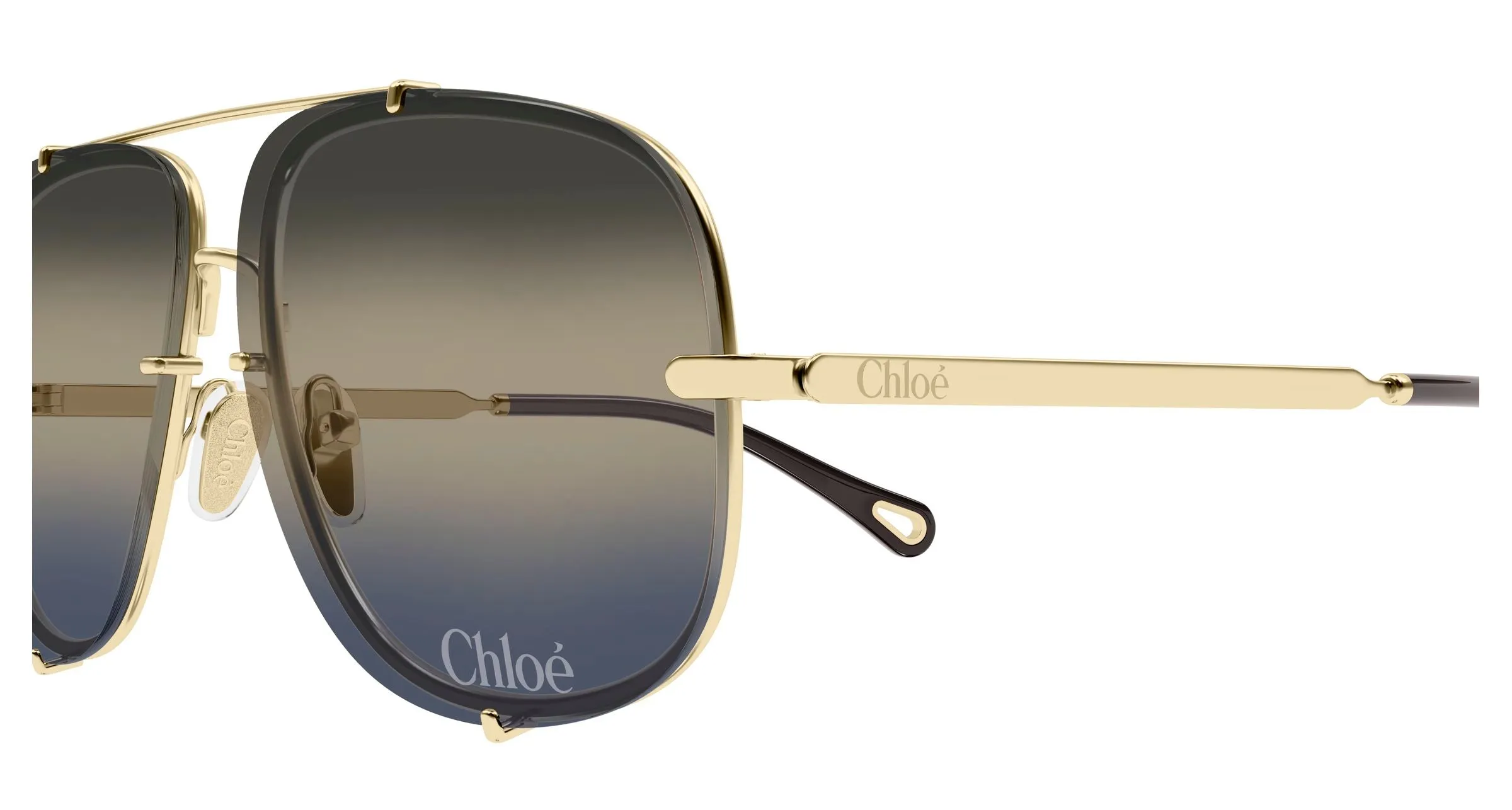 Chloé CH0348S 005 Occhiali da sole Metallo Oro Blu Pilot Sfumato - immagine 3