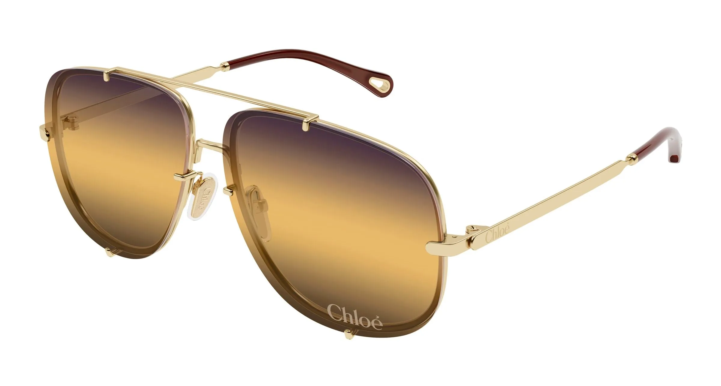 Chloé CH0348S 004 Occhiali da sole Metallo Oro Pilot Sfumato - immagine 1