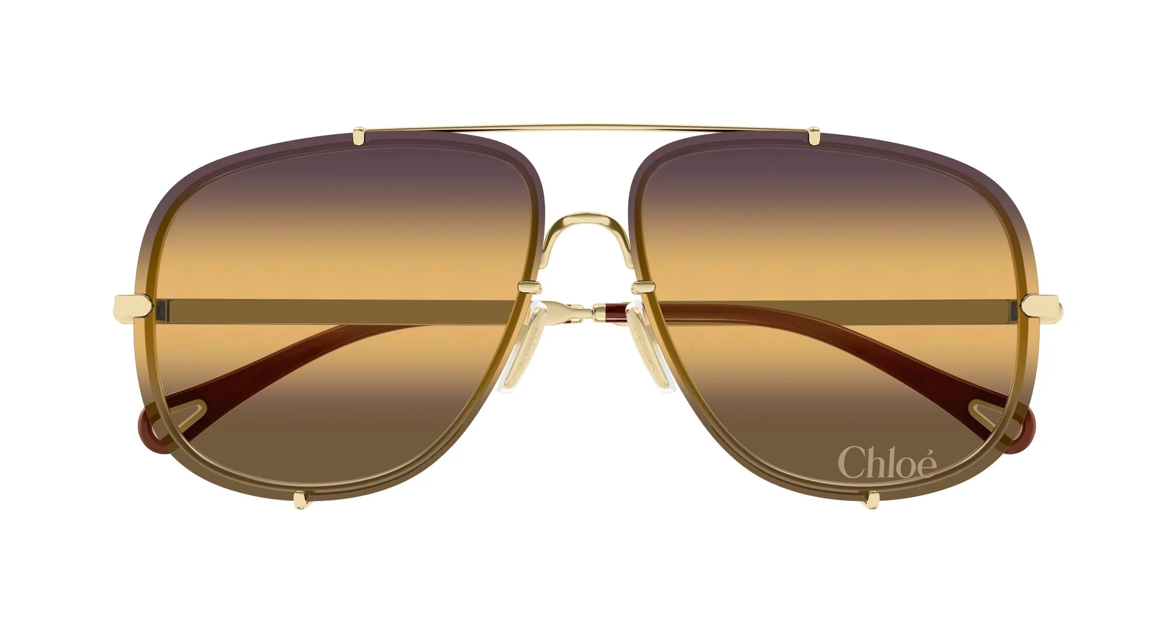 Chloé CH0348S 004 Occhiali da sole Metallo Oro Pilot Sfumato - immagine 2