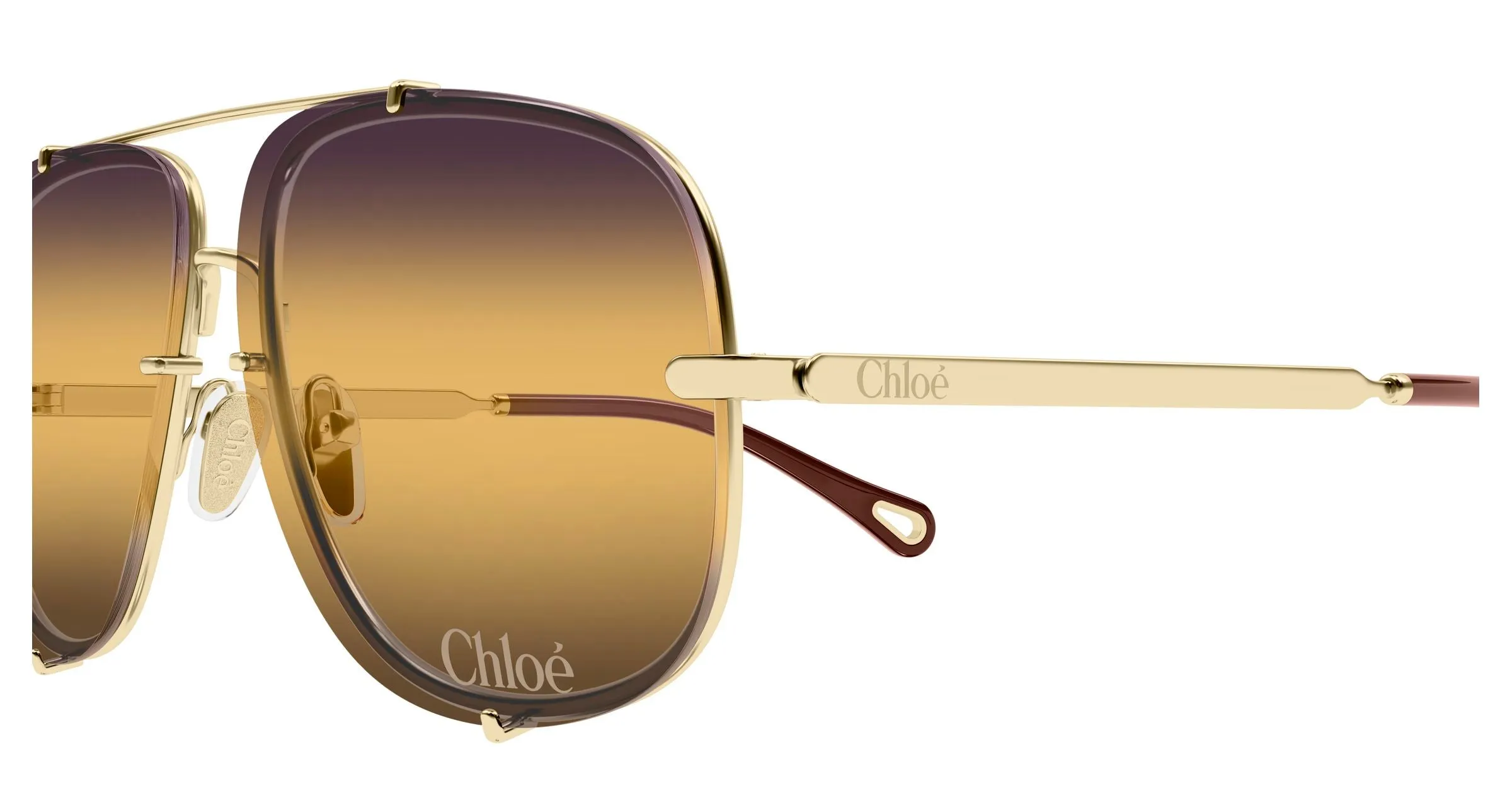 Chloé CH0348S 004 Occhiali da sole Metallo Oro Pilot Sfumato - immagine 3