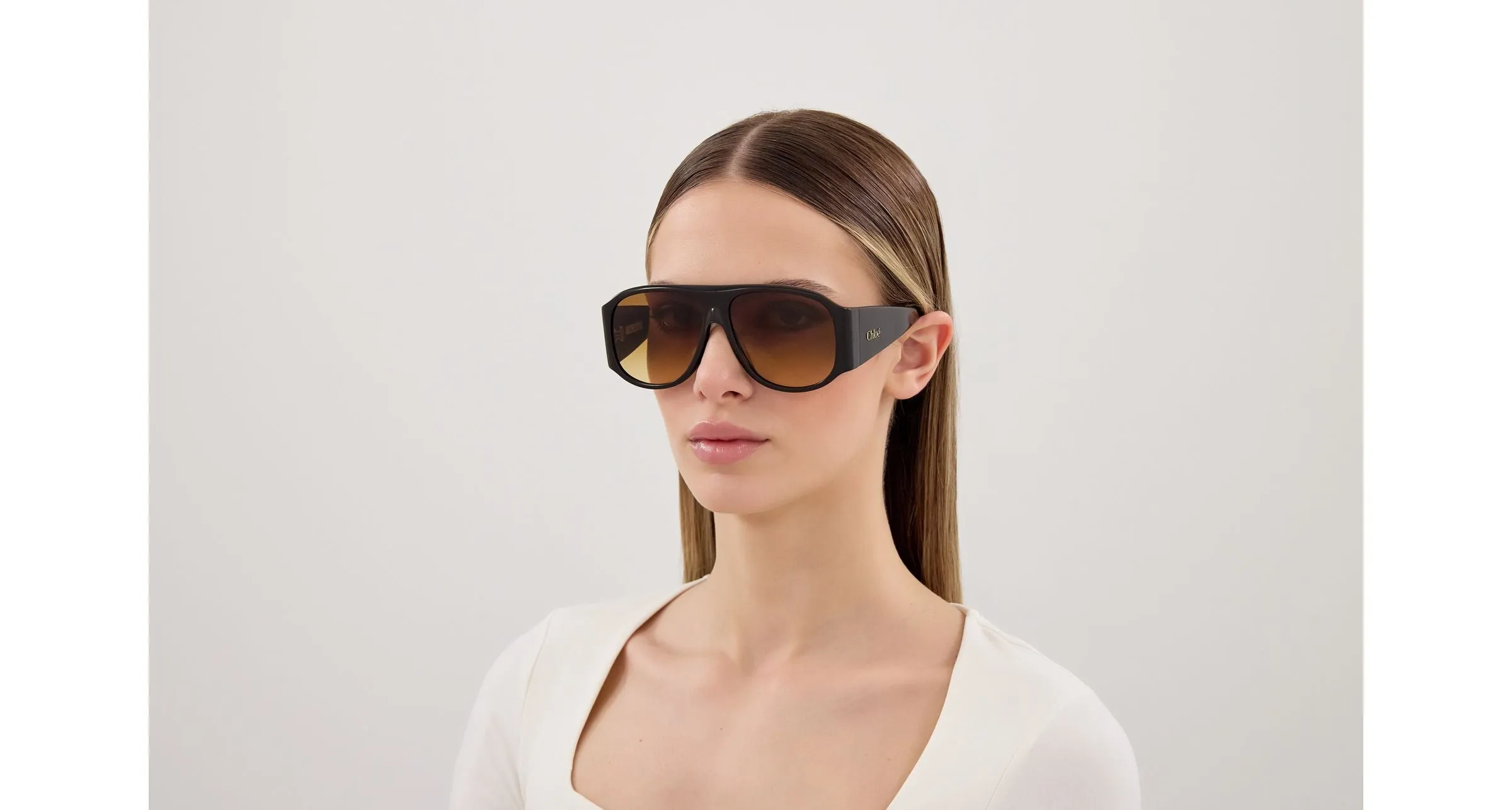 Chloé CH0347S 001 Occhiali da sole Acetato Marrone Marrone Pilot - immagine 4