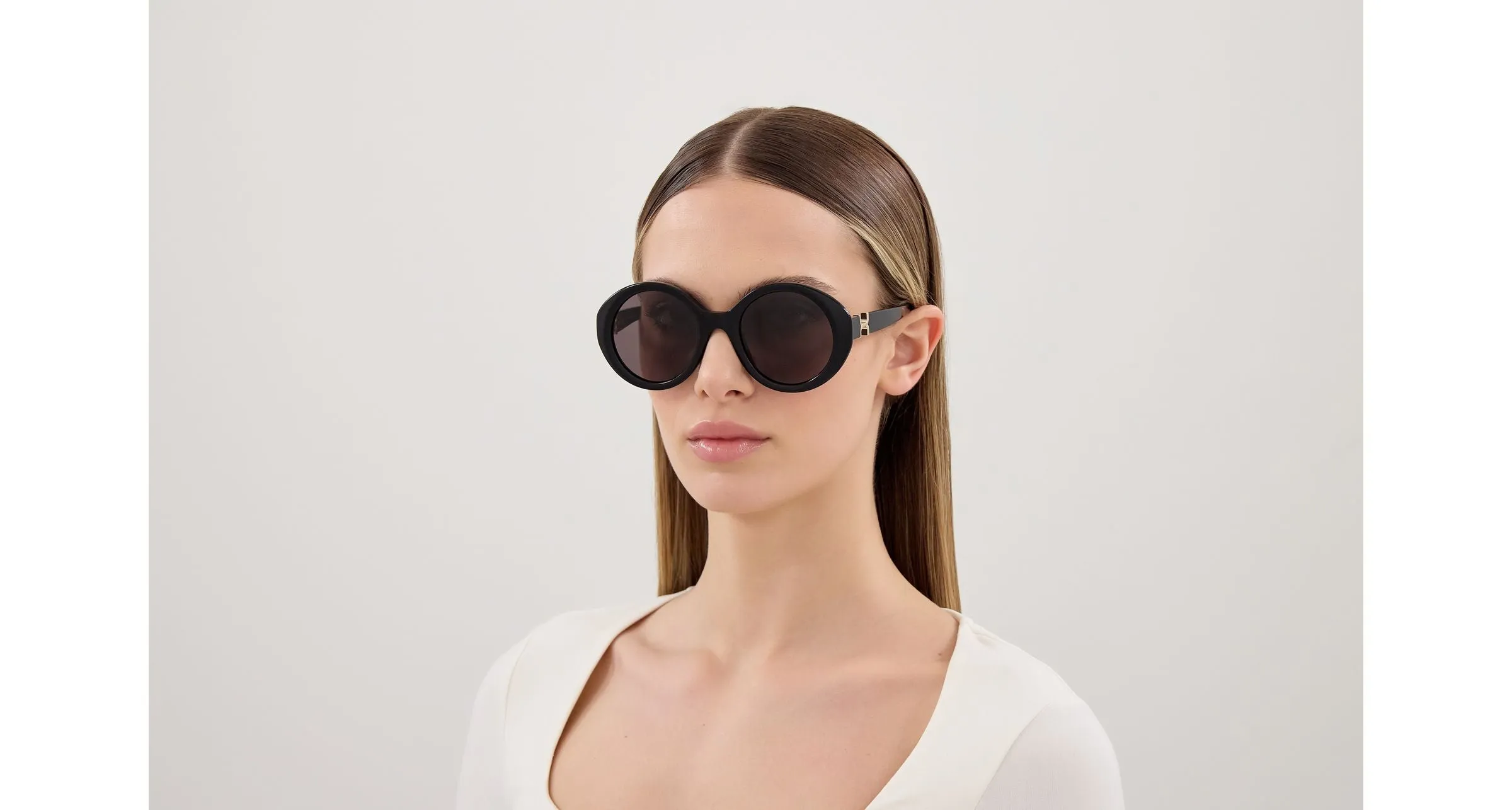 Chloé CH0332S 001 Occhiali da sole Acetato Nero Grigio Rotonda - immagine 4