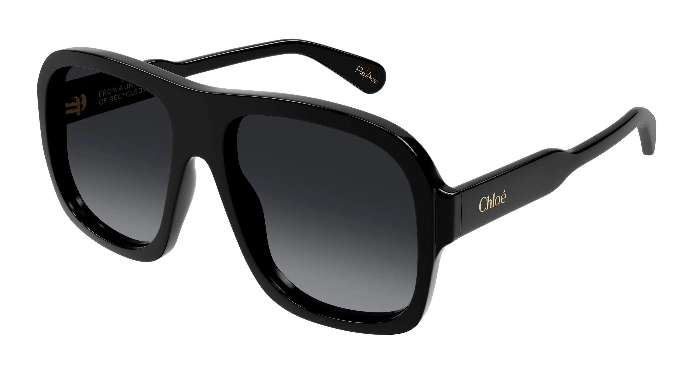 Chloé CH0331S 001 Occhiali da sole Acetato Nero Grigio Pilot - immagine 1