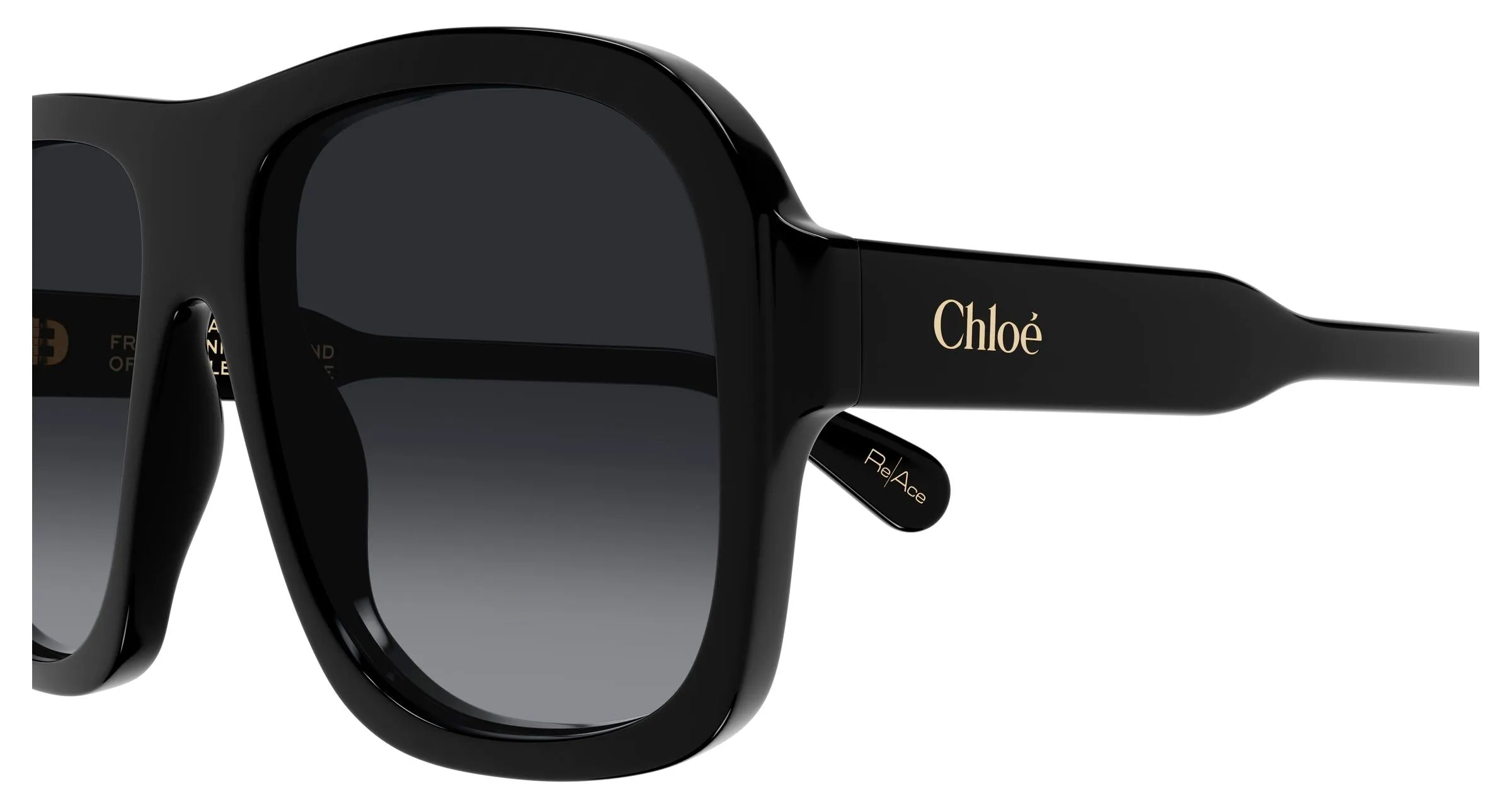 Chloé CH0331S 001 Occhiali da sole Acetato Nero Grigio Pilot - immagine 3