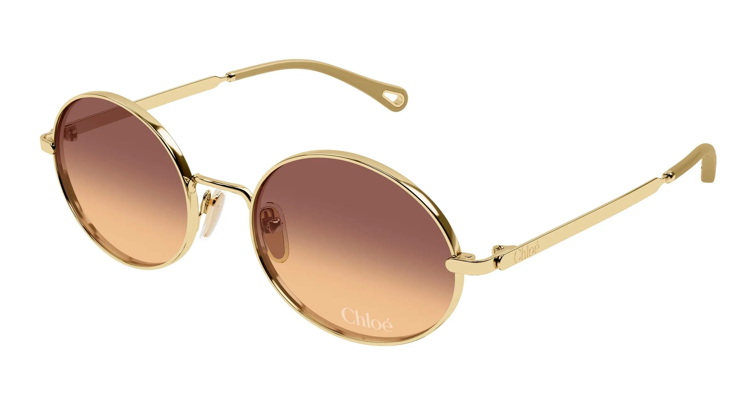 Chloé CH0326S 004 Occhiali da sole Metallo Oro Marrone Rotonda - immagine 1