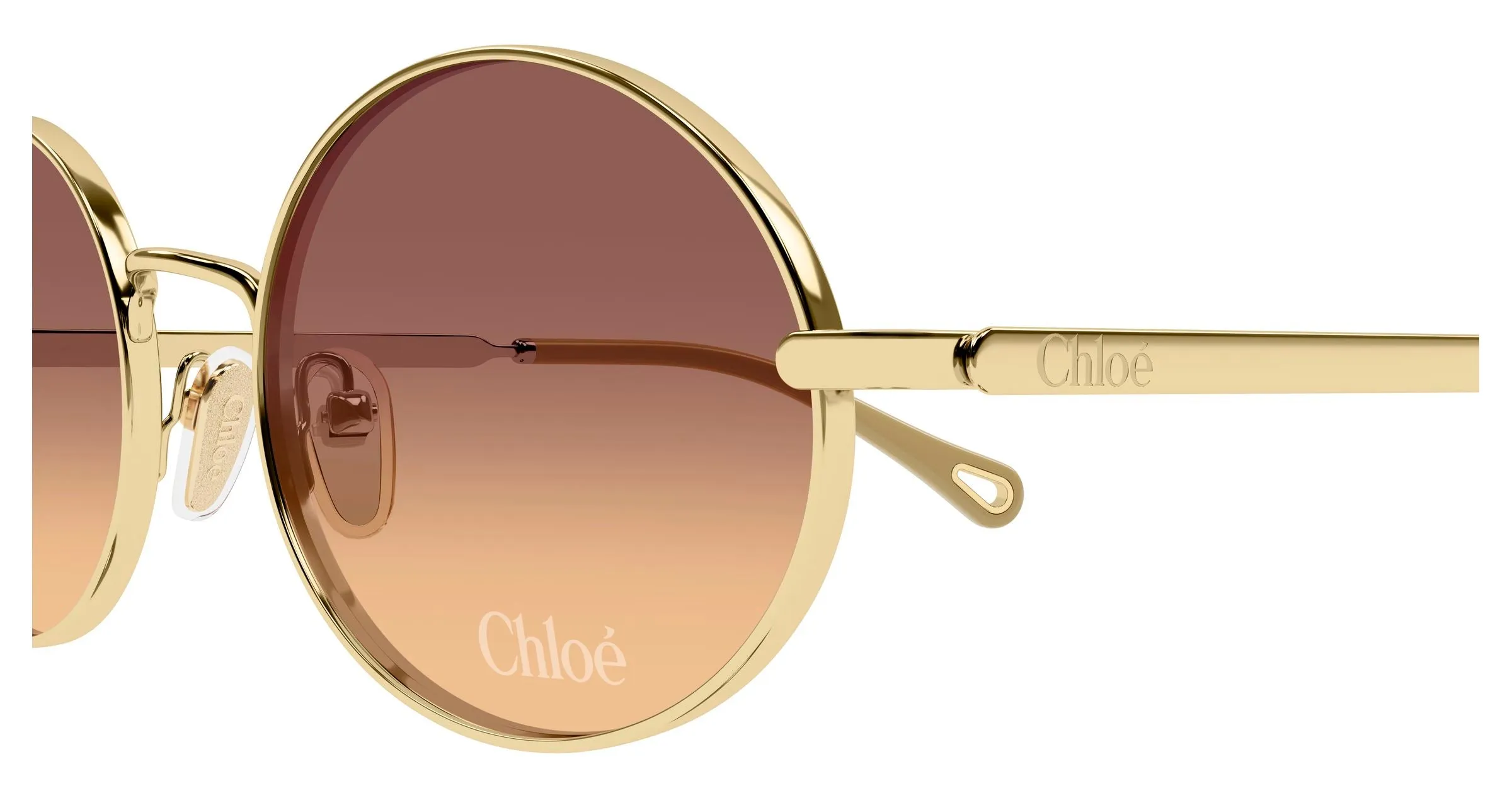 Chloé CH0326S 004 Occhiali da sole Metallo Oro Marrone Rotonda - immagine 3