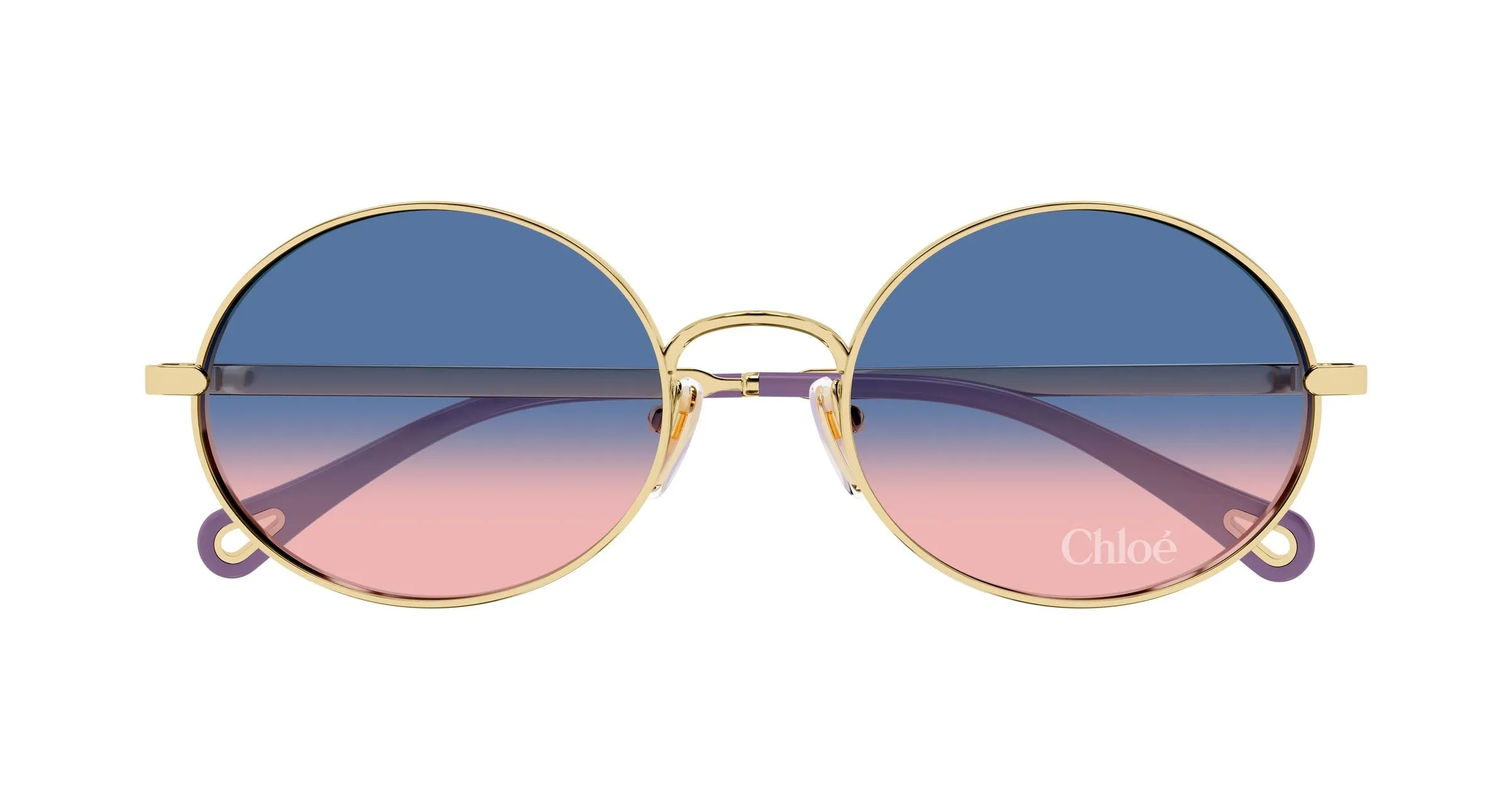 Chloé CH0326S 003 Occhiali da sole Metallo Oro Blu Rotonda - immagine 2