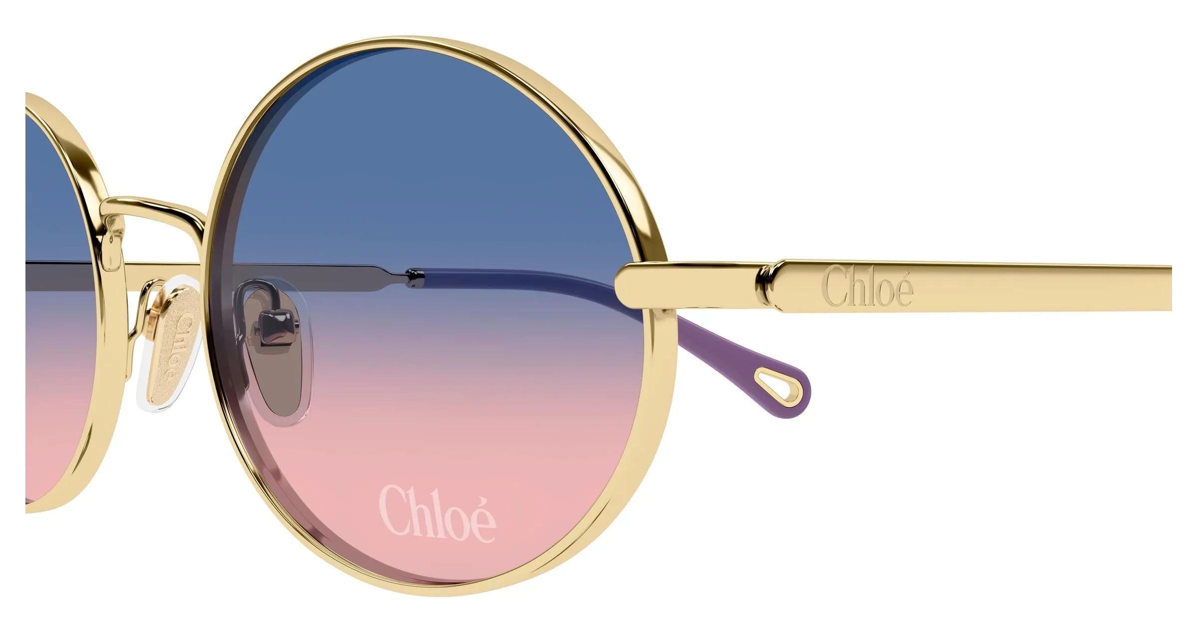Chloé CH0326S 003 Occhiali da sole Metallo Oro Blu Rotonda - immagine 3