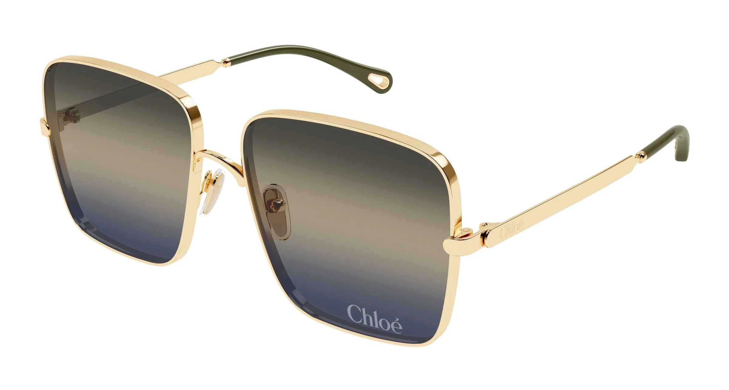 Chloé CH0324S 002 Occhiali da sole Metallo Oro Blu Squadrata - immagine 1