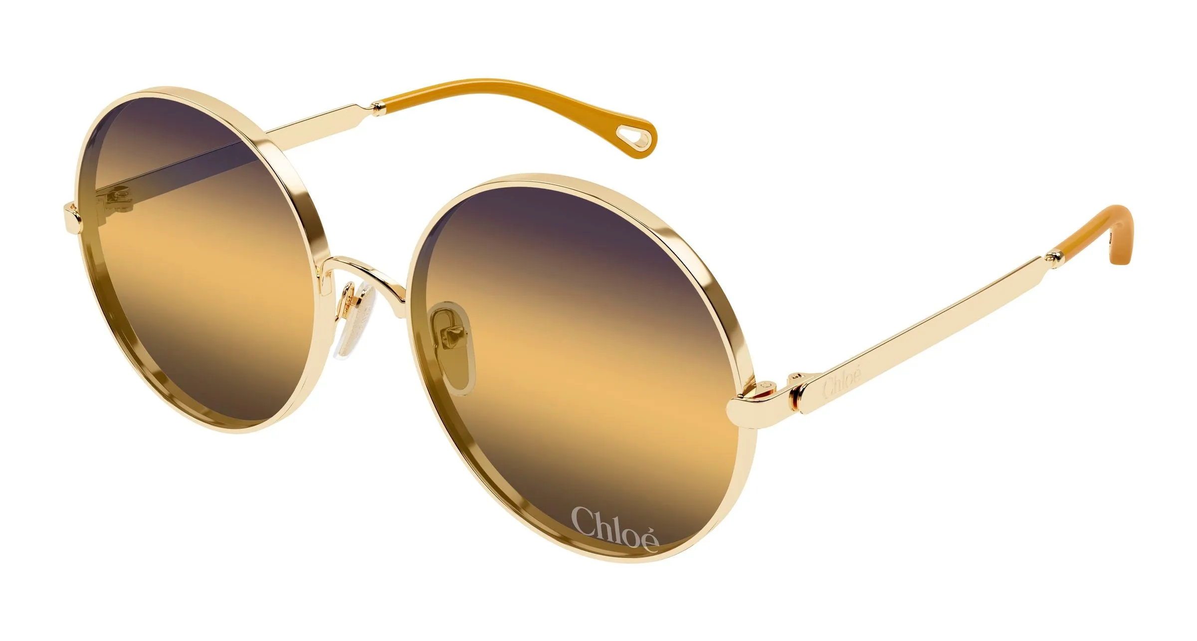 Chloé CH0321S 001 Occhiali da sole Metallo Oro Rotonda Sfumato - immagine 1