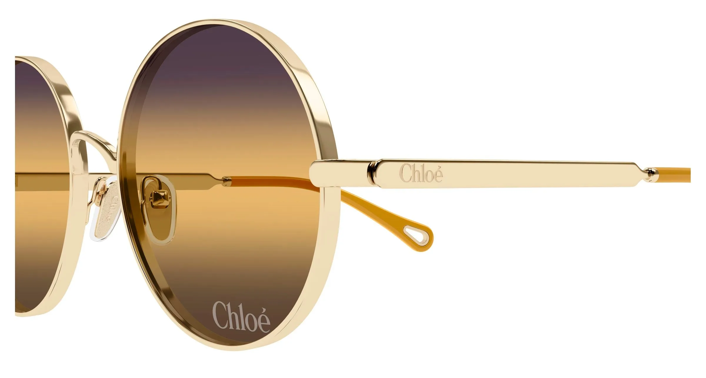 Chloé CH0321S 001 Occhiali da sole Metallo Oro Rotonda Sfumato - immagine 3