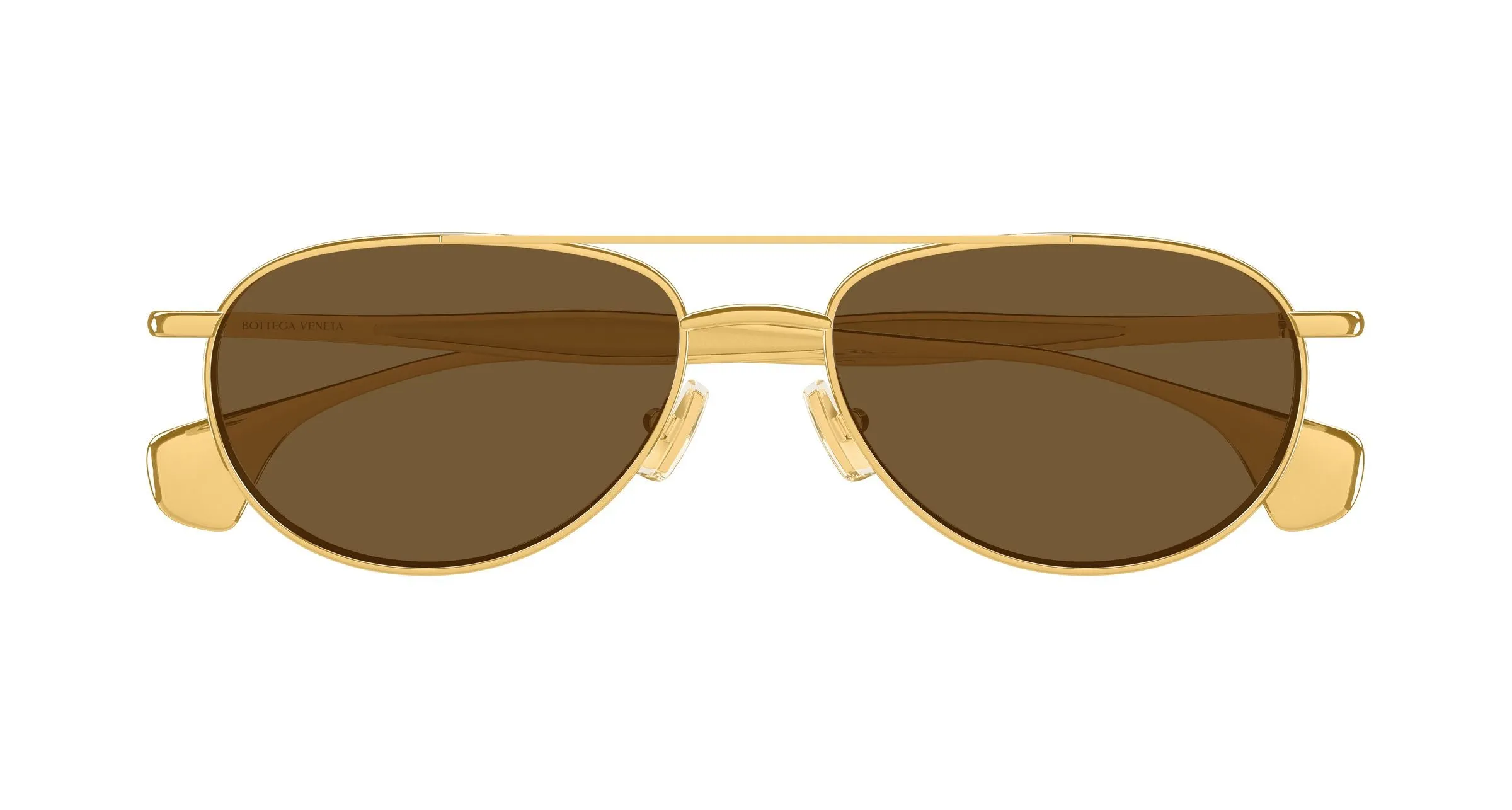 Bottega Veneta BV1419S 001 Occhiali da sole Metallo Oro Marrone Geometrica - immagine 2