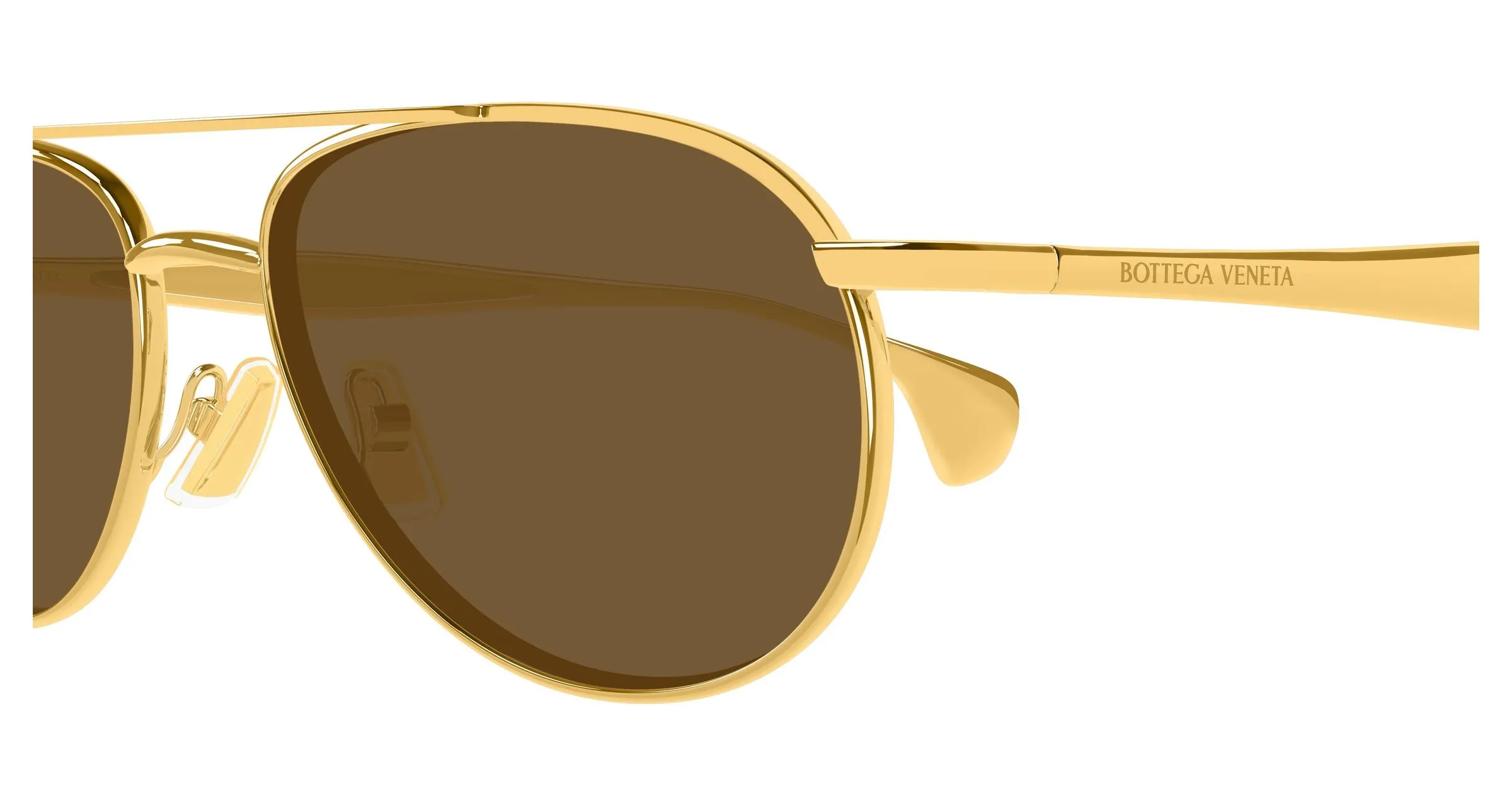 Bottega Veneta BV1419S 001 Occhiali da sole Metallo Oro Marrone Geometrica - immagine 3