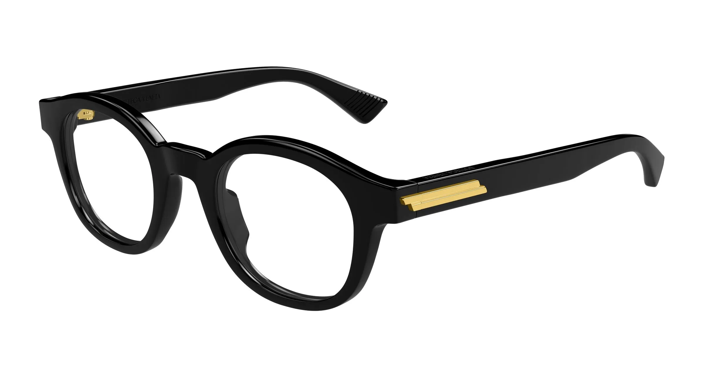 Bottega Veneta BV1413O 001 Montature da vista Acetato Nero Trasparente Rotonda - immagine 1