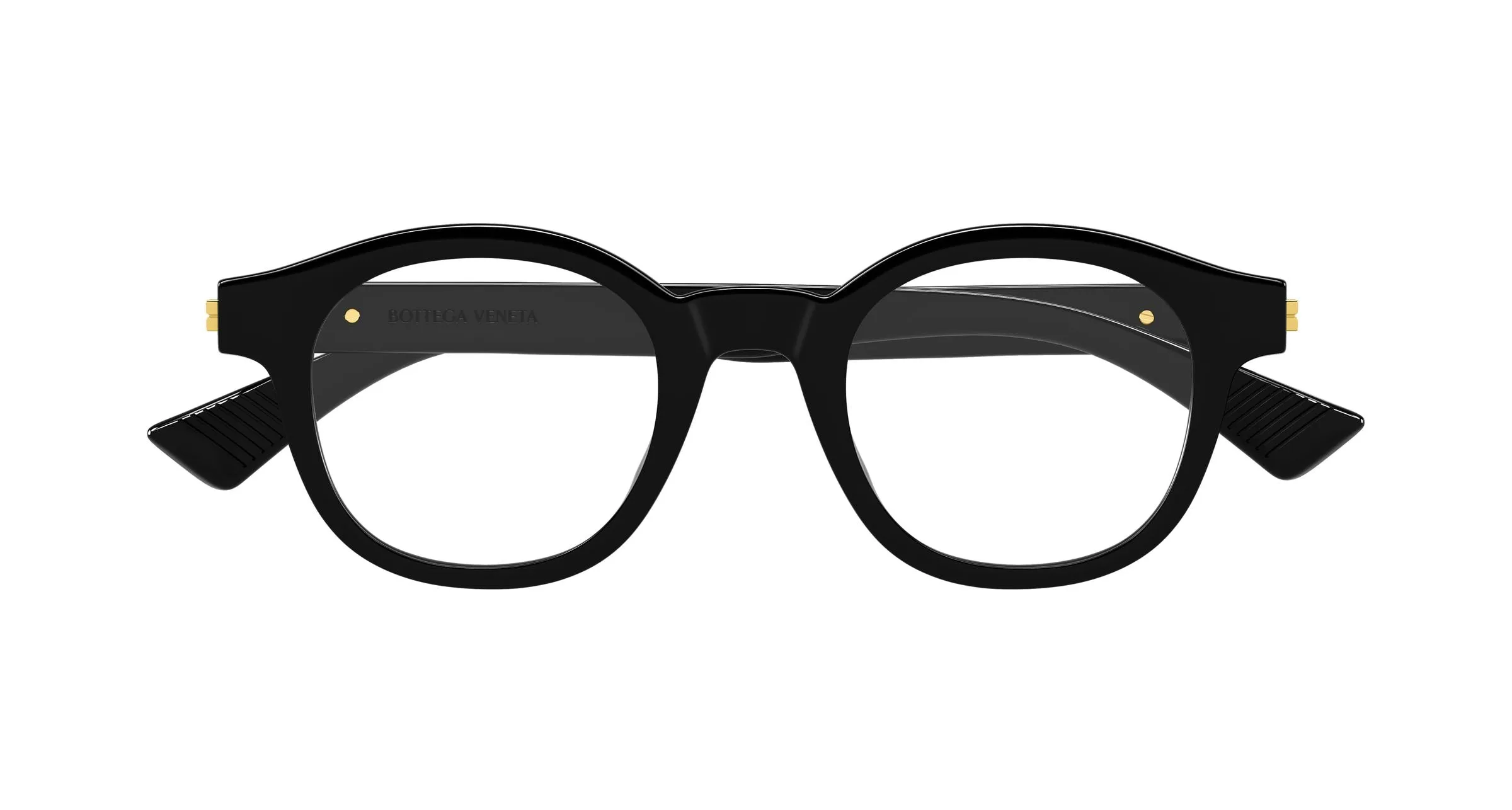 Bottega Veneta BV1413O 001 Montature da vista Acetato Nero Trasparente Rotonda - immagine 2