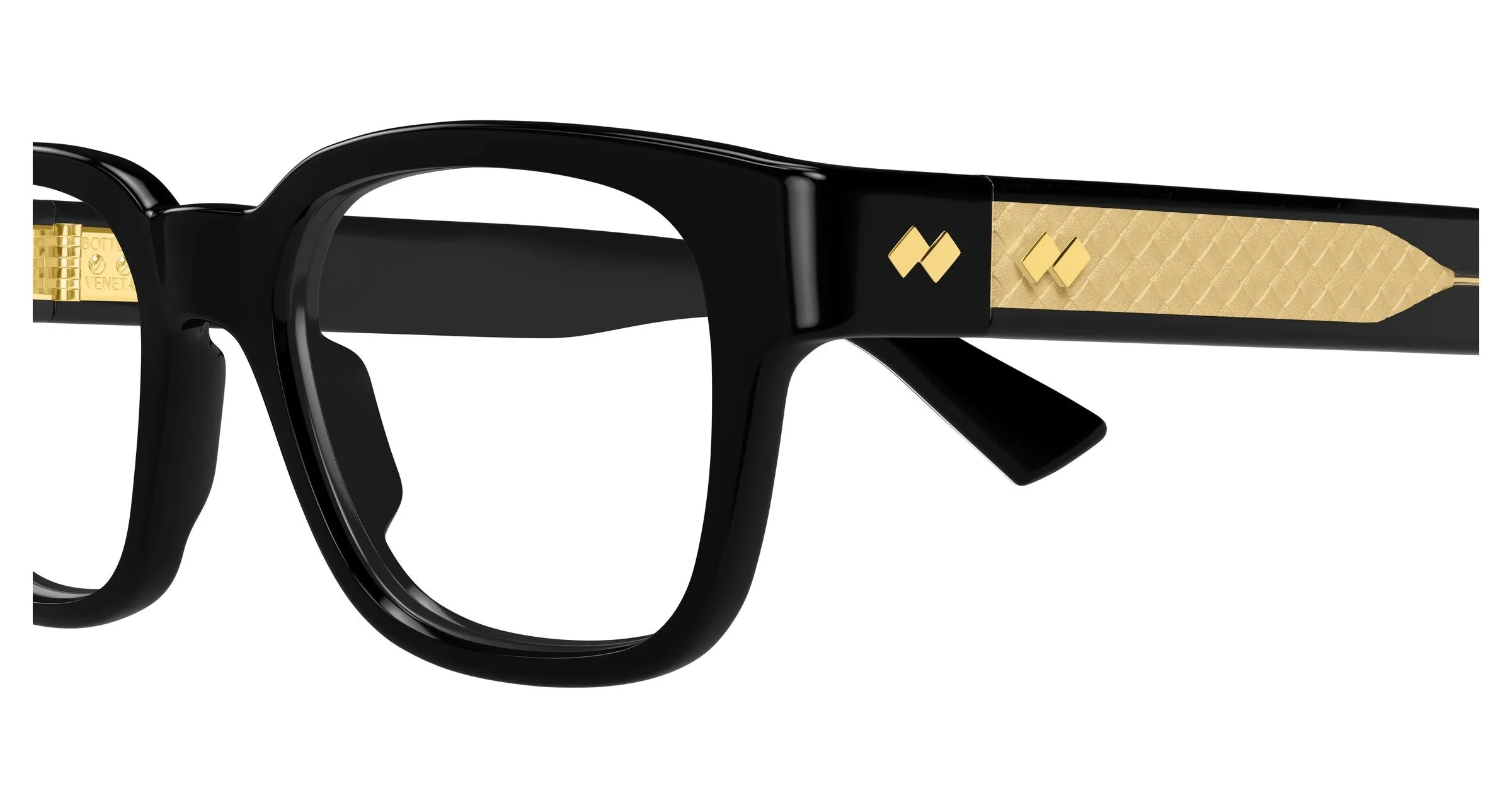 Bottega Veneta BV1403O 001 Montature da vista Acetato Nero Trasparente Squadrata - immagine 3