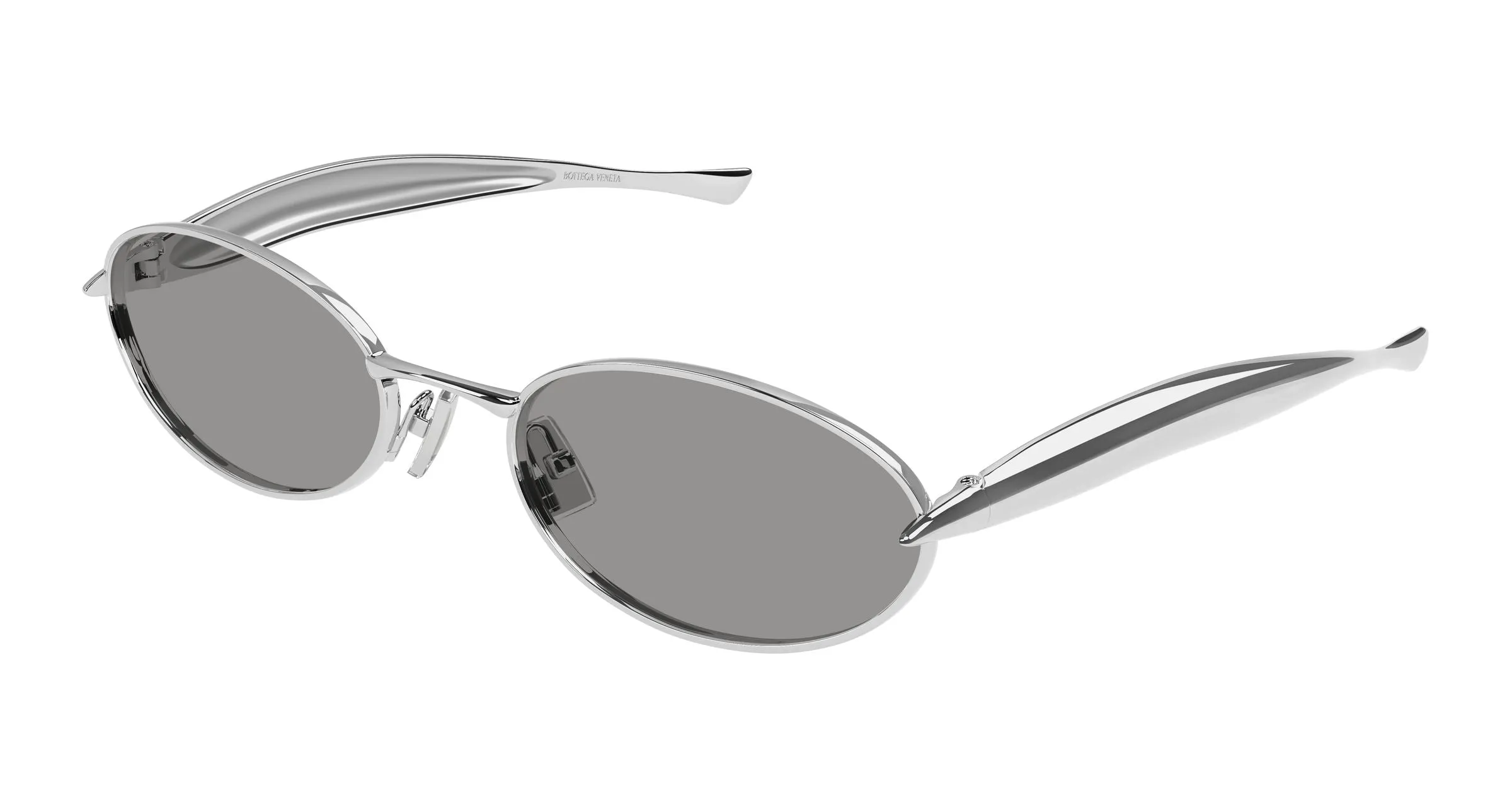 Bottega Veneta BV1386S 007 Occhiali da sole Metallo Argento Grigio Rotonda - immagine 1