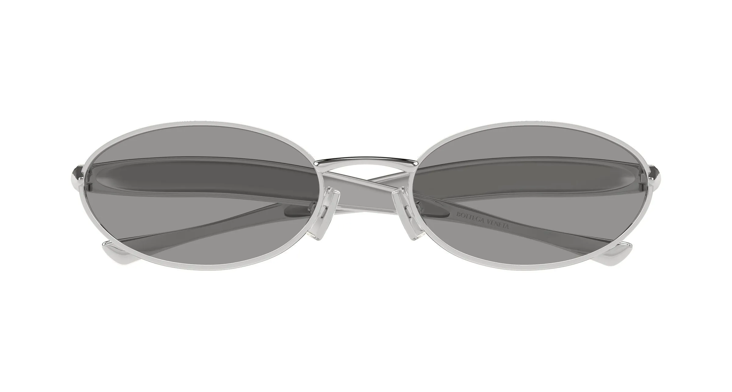 Bottega Veneta BV1386S 007 Occhiali da sole Metallo Argento Grigio Rotonda - immagine 2
