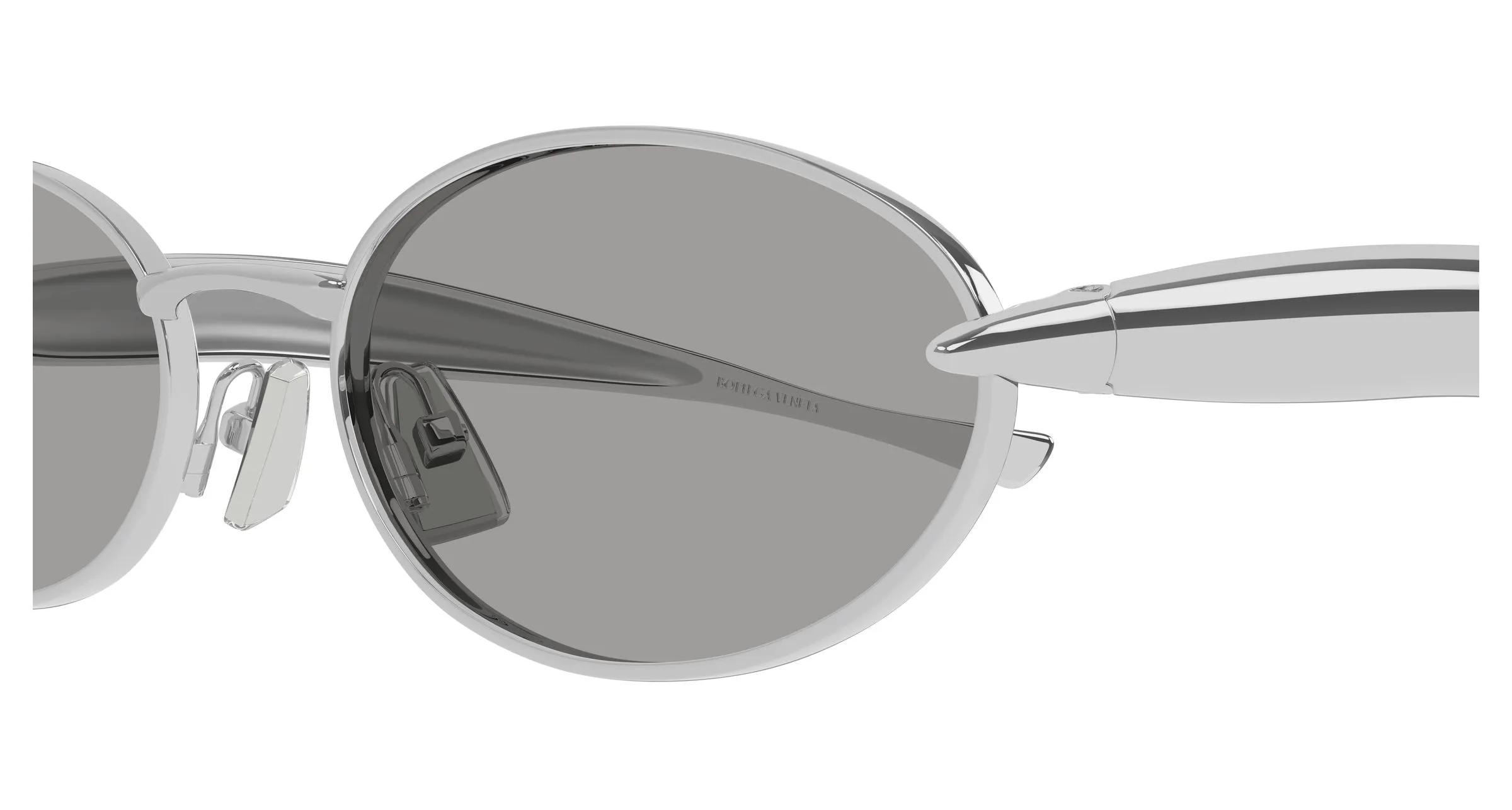 Bottega Veneta BV1386S 007 Occhiali da sole Metallo Argento Grigio Rotonda - immagine 3