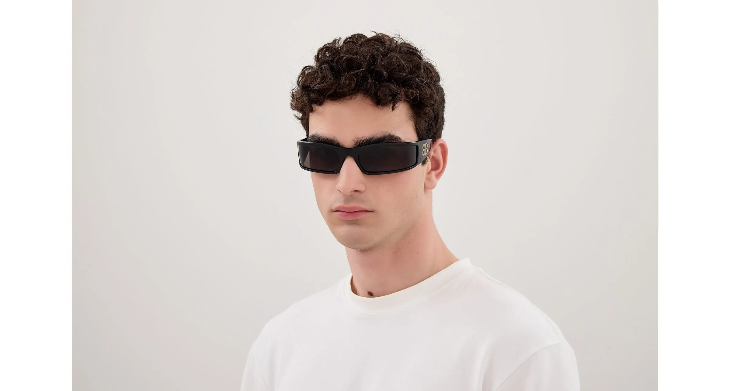 Balenciaga BB0458S 001 Occhiali da sole Acetato Nero Grigio Maschera - immagine 4