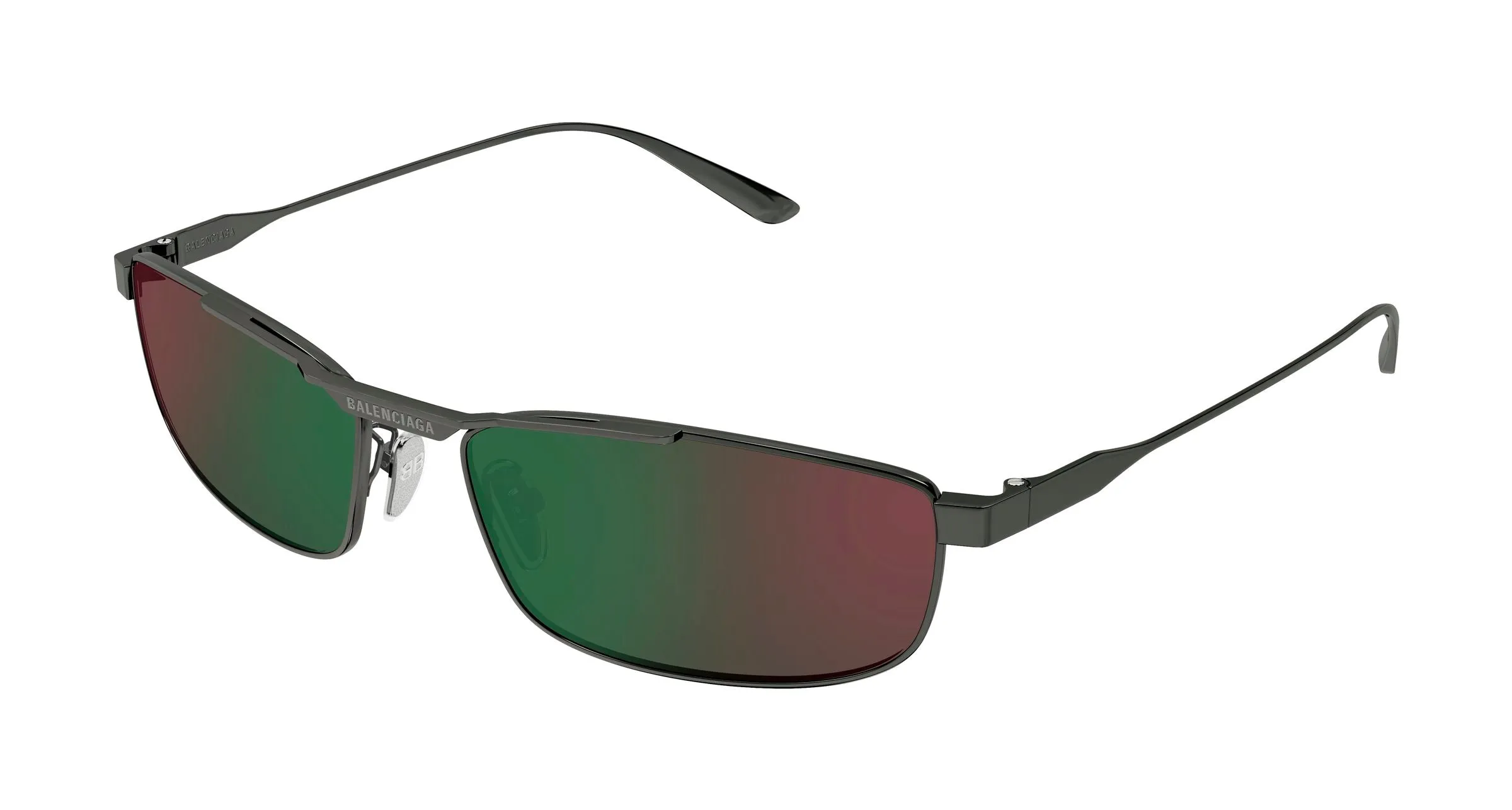 Balenciaga BB0451S 005 Occhiali da sole Acetato Rutenio Verde Squadrata - immagine 1