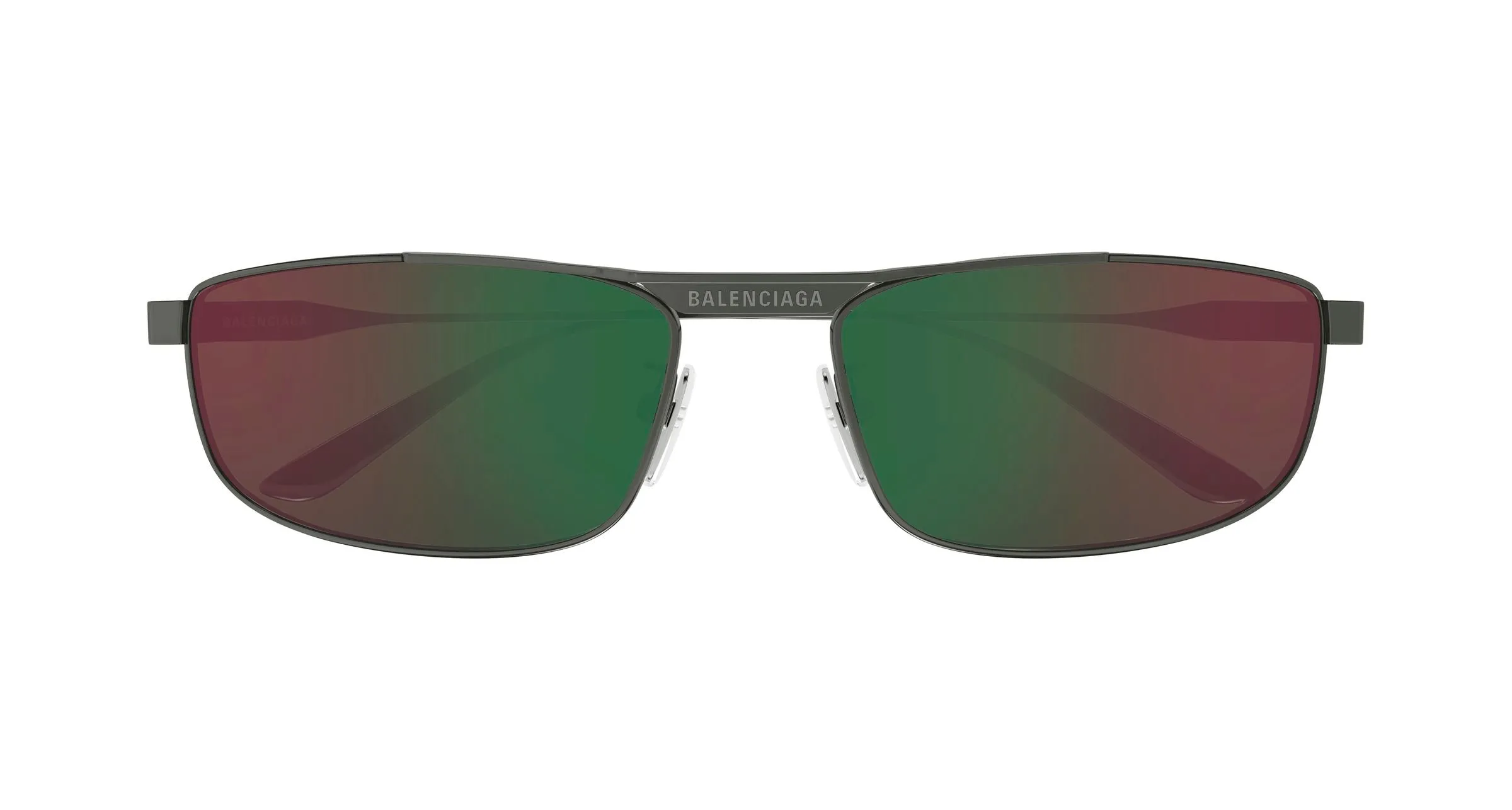 Balenciaga BB0451S 005 Occhiali da sole Acetato Rutenio Verde Squadrata - immagine 2