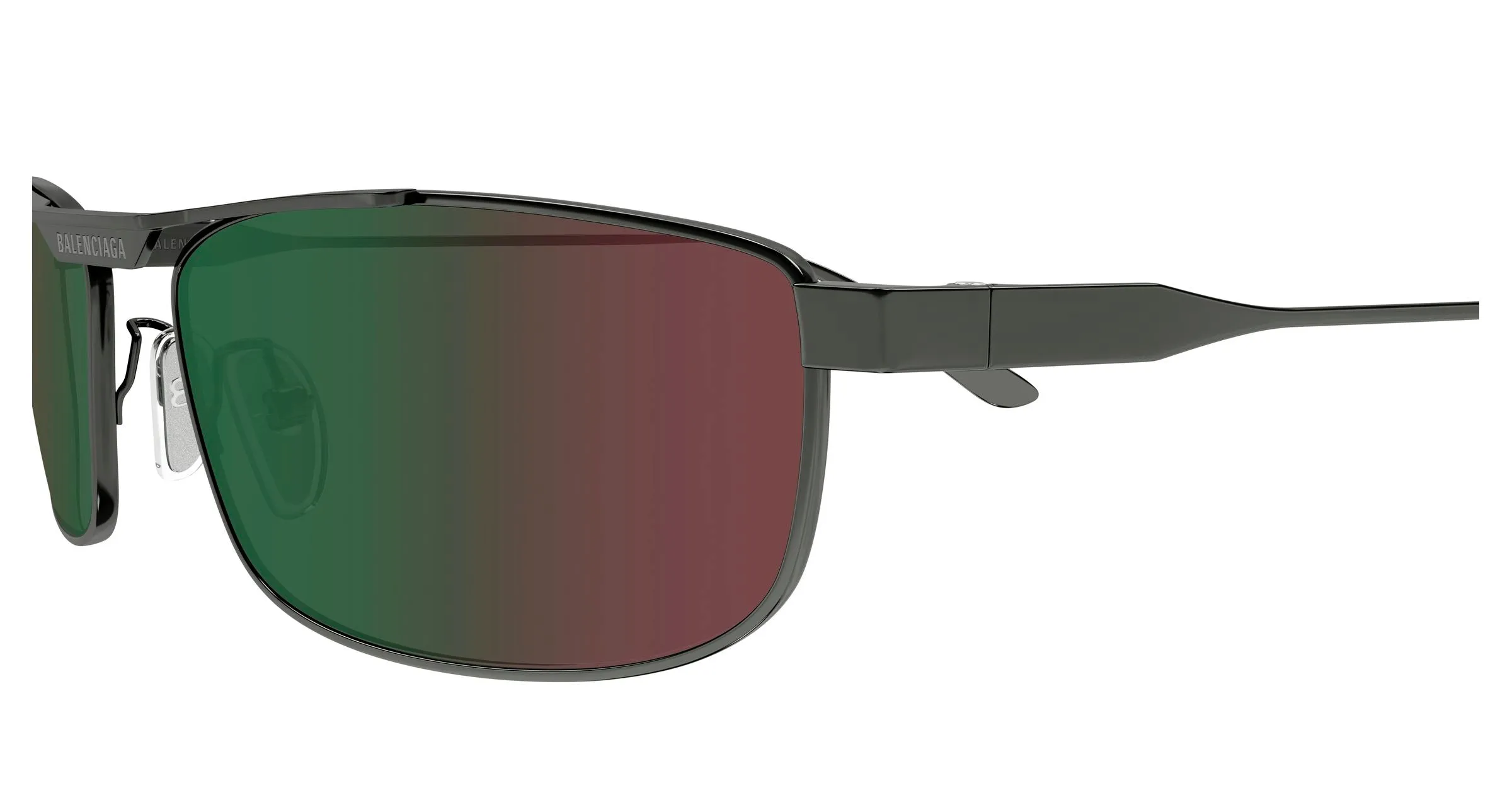 Balenciaga BB0451S 005 Occhiali da sole Acetato Rutenio Verde Squadrata - immagine 3
