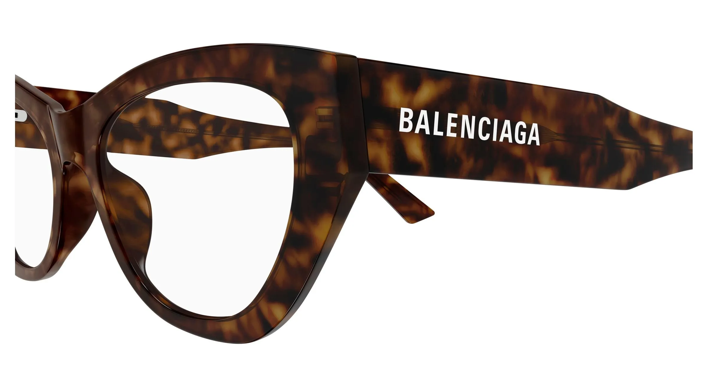 Balenciaga BB0449O 007 Montature da vista Acetato Havana Trasparente Cat Eye - immagine 3