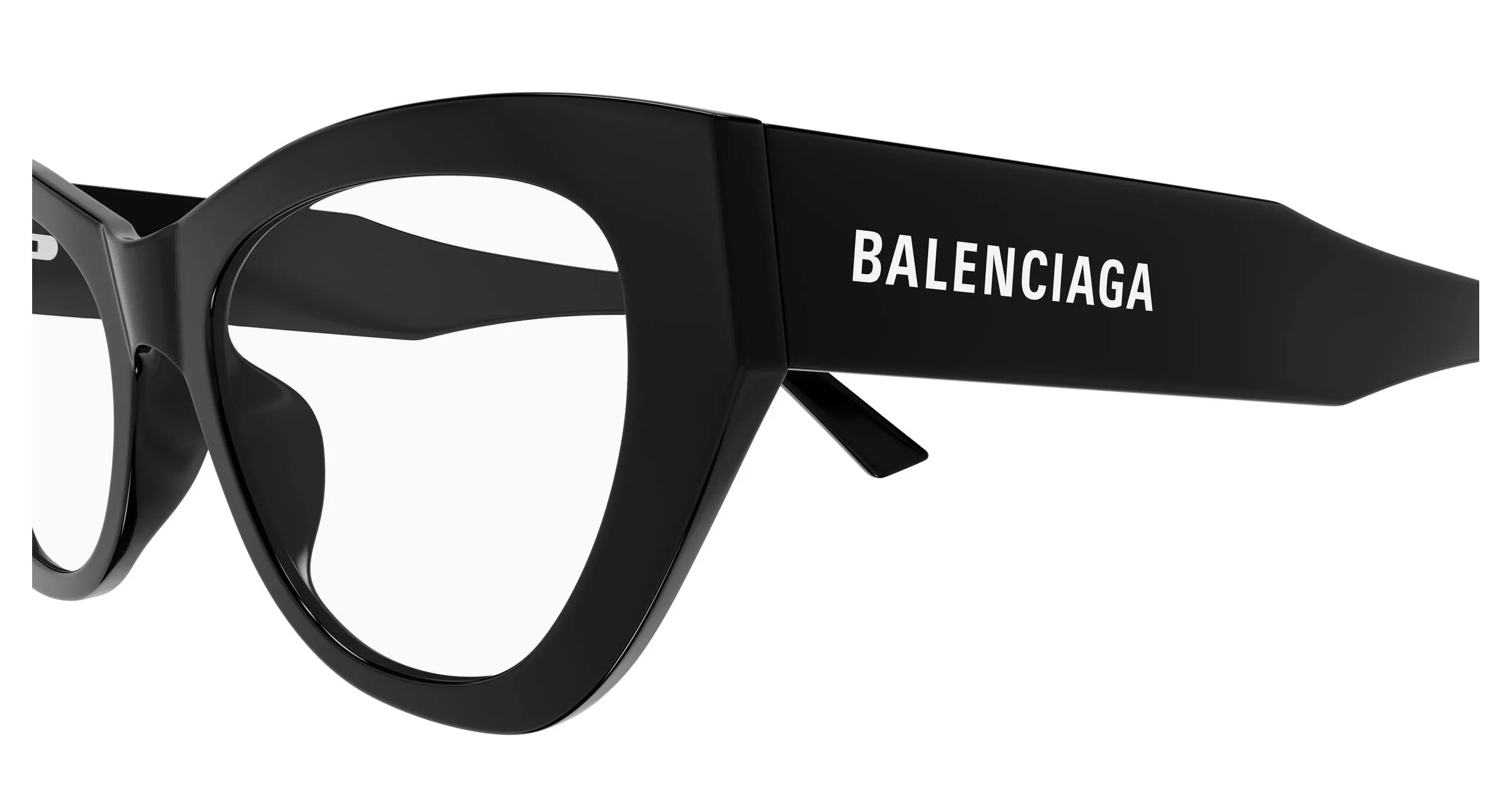 Balenciaga BB0449O 001 Montature da vista Acetato Nero Trasparente Cat Eye - immagine 3