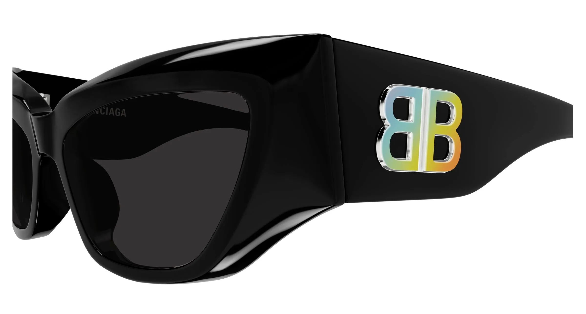 Balenciaga BB0444S 002 Occhiali da sole Acetato Nero Grigio Cat Eye - immagine 3