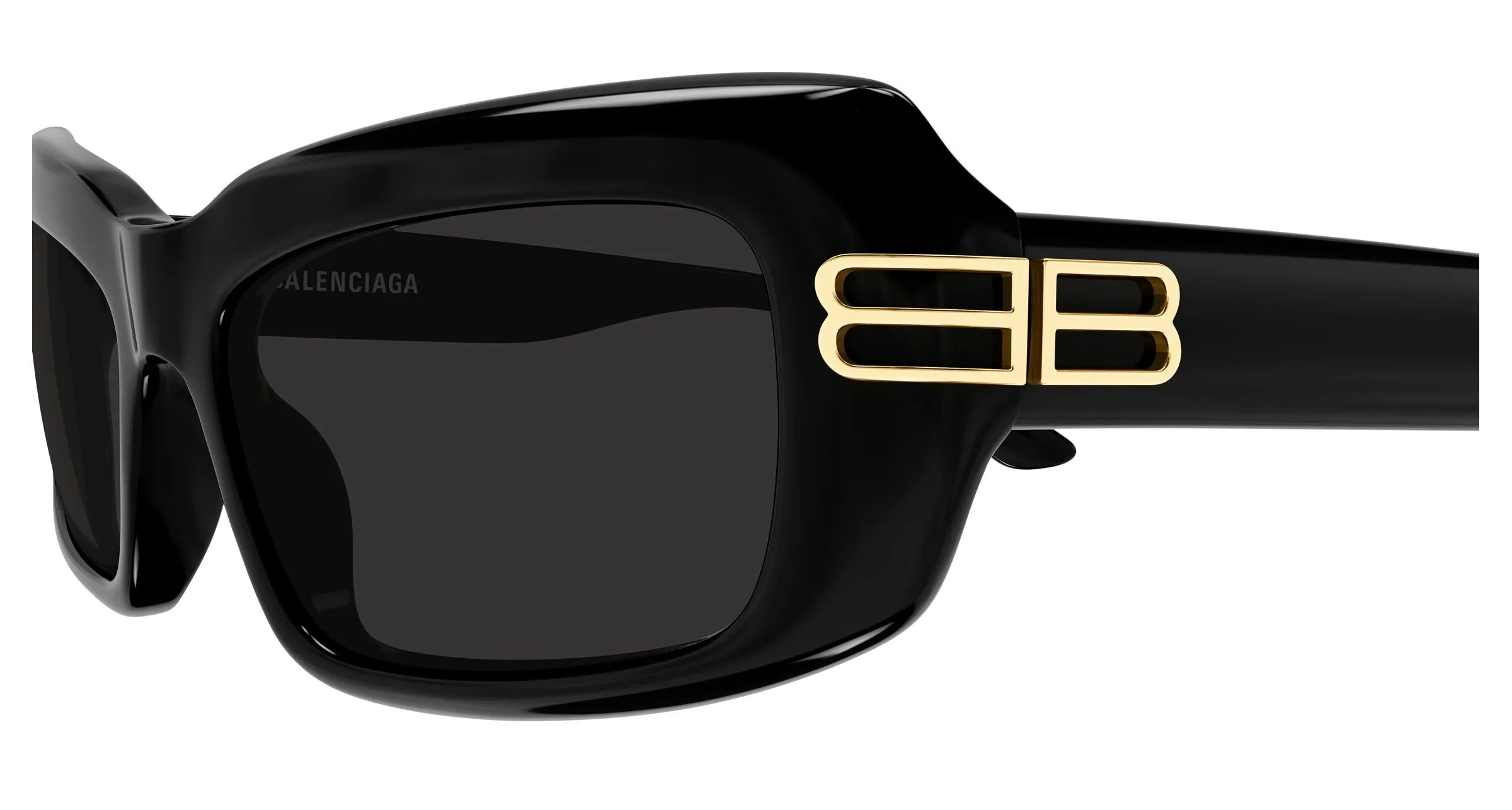 Balenciaga BB0432S 001 Occhiali da sole Acetato Nero Grigio Squadrata - immagine 3