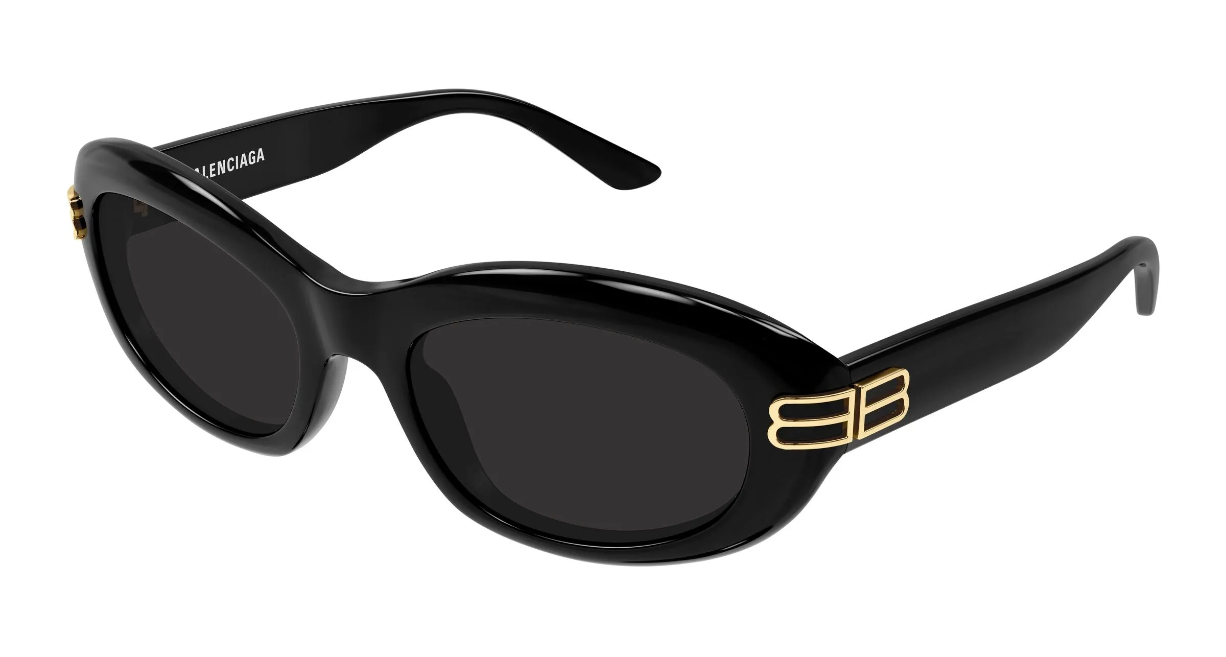 Balenciaga BB0431S 001 Occhiali da sole Acetato Nero Grigio Rotonda - immagine 1