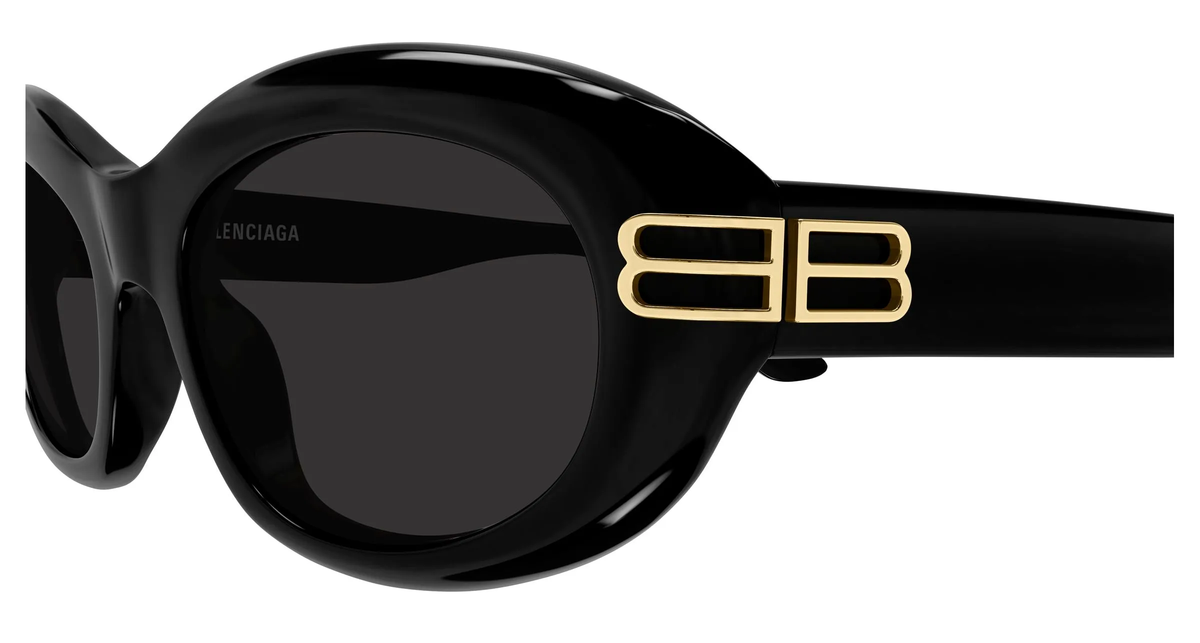 Balenciaga BB0431S 001 Occhiali da sole Acetato Nero Grigio Rotonda - immagine 3