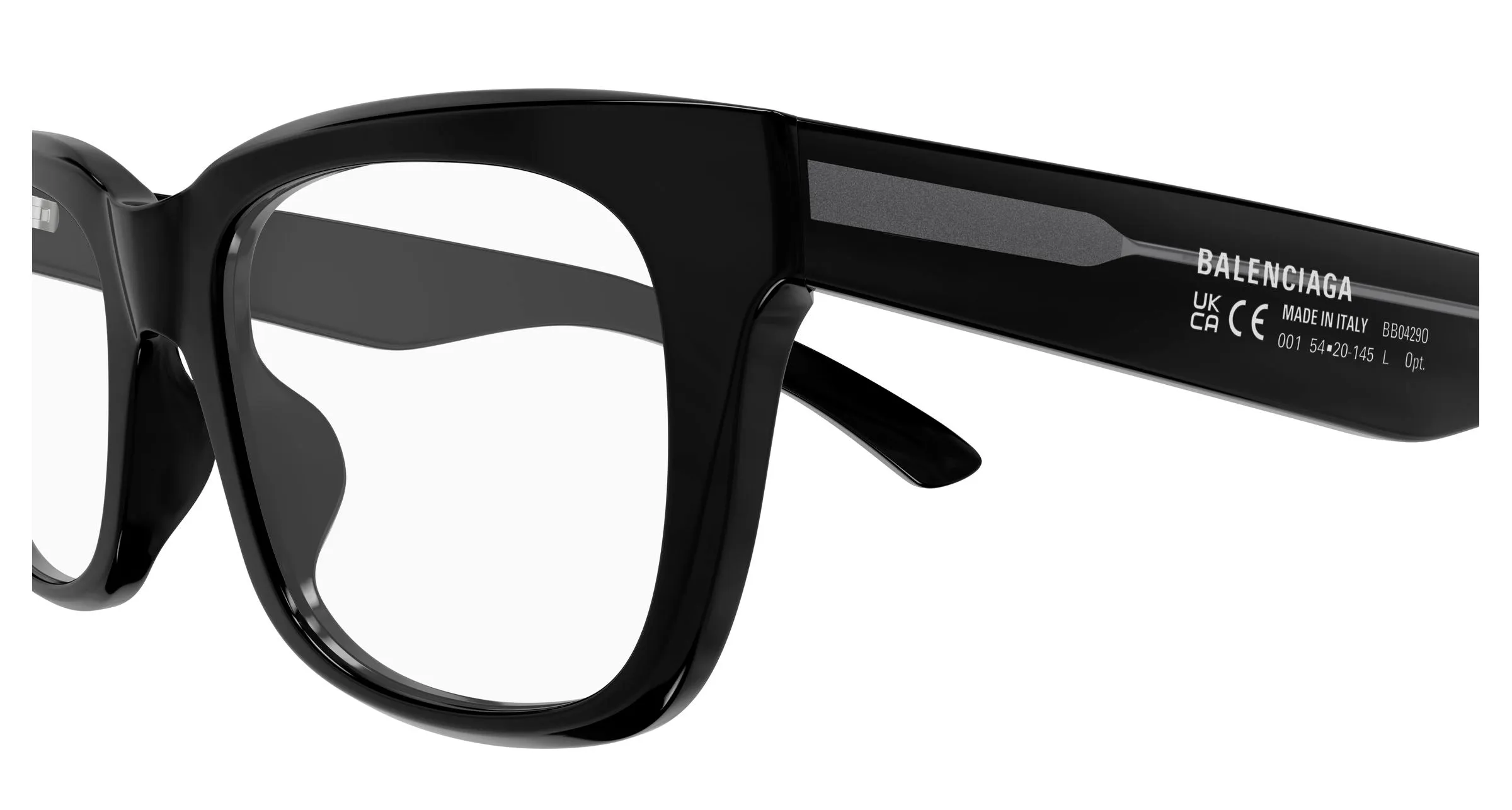 Balenciaga BB0429O 001 Montature da vista Acetato Nero Trasparente Squadrata - immagine 3