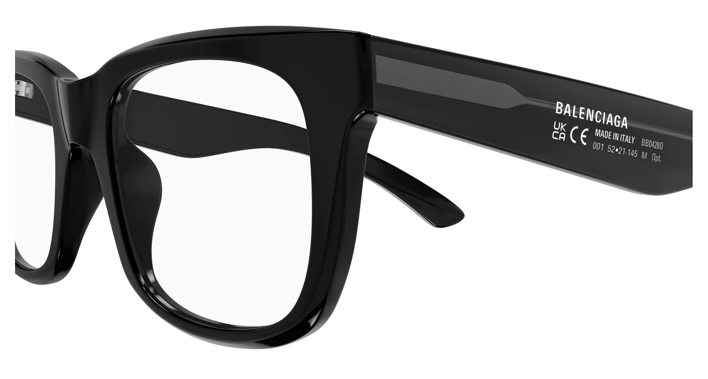 Balenciaga BB0428O 006 Montature da vista Acetato Nero Trasparente Squadrata - immagine 3