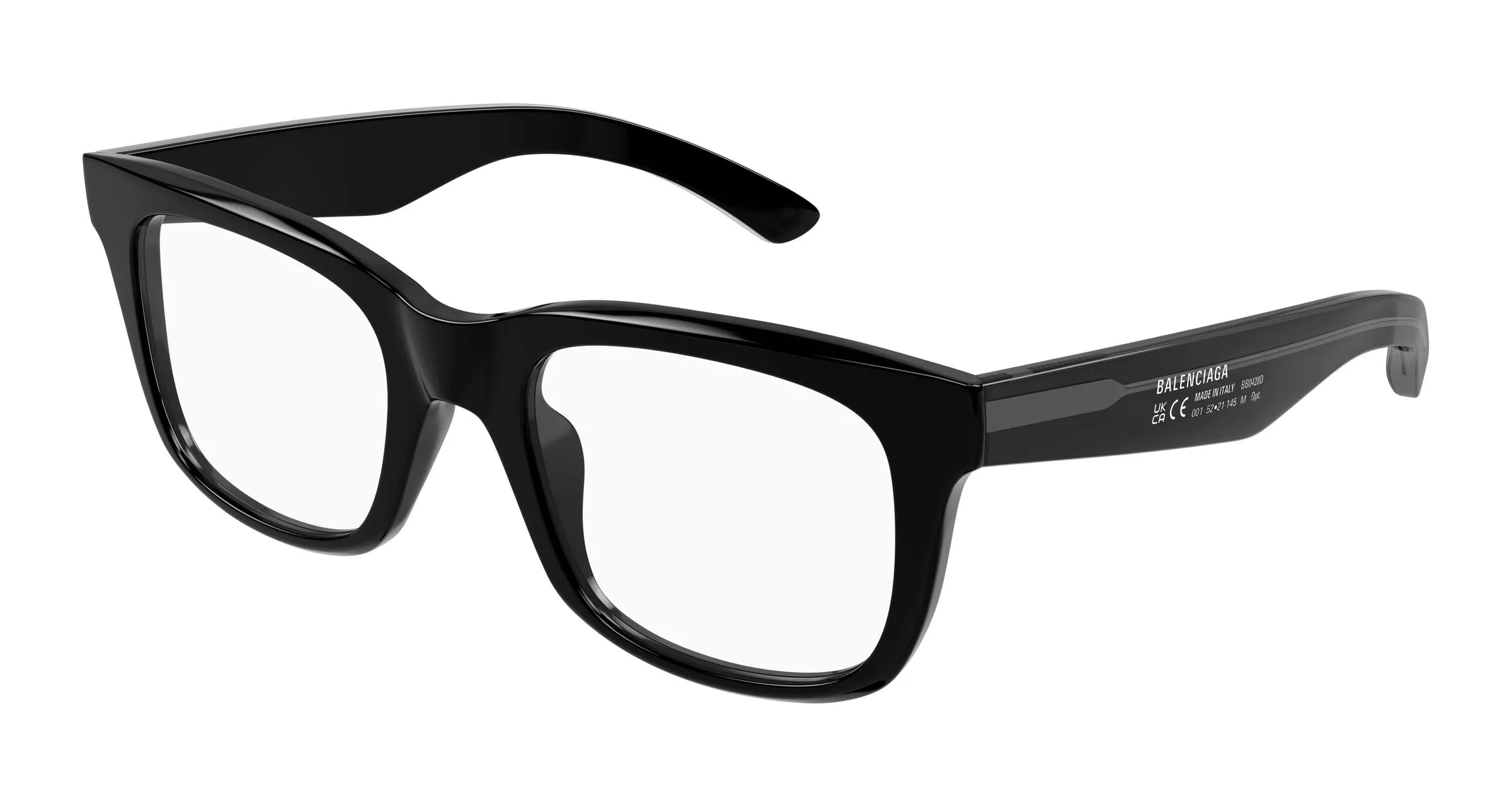 Balenciaga BB0428O 001 Montature da vista Acetato Nero Trasparente Squadrata - immagine 1