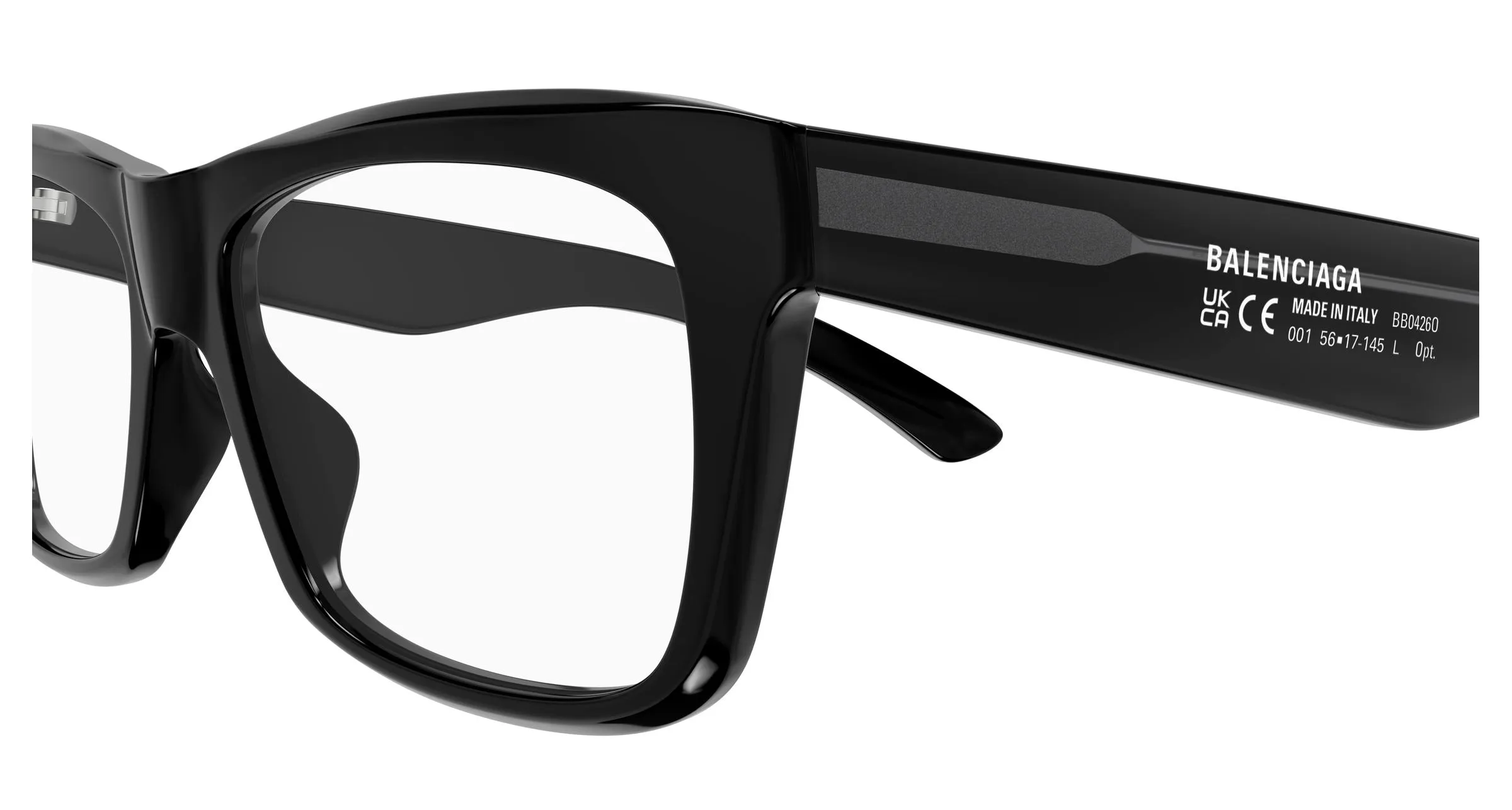 Balenciaga BB0426O 001 Montature da vista Acetato Nero Trasparente Squadrata - immagine 3