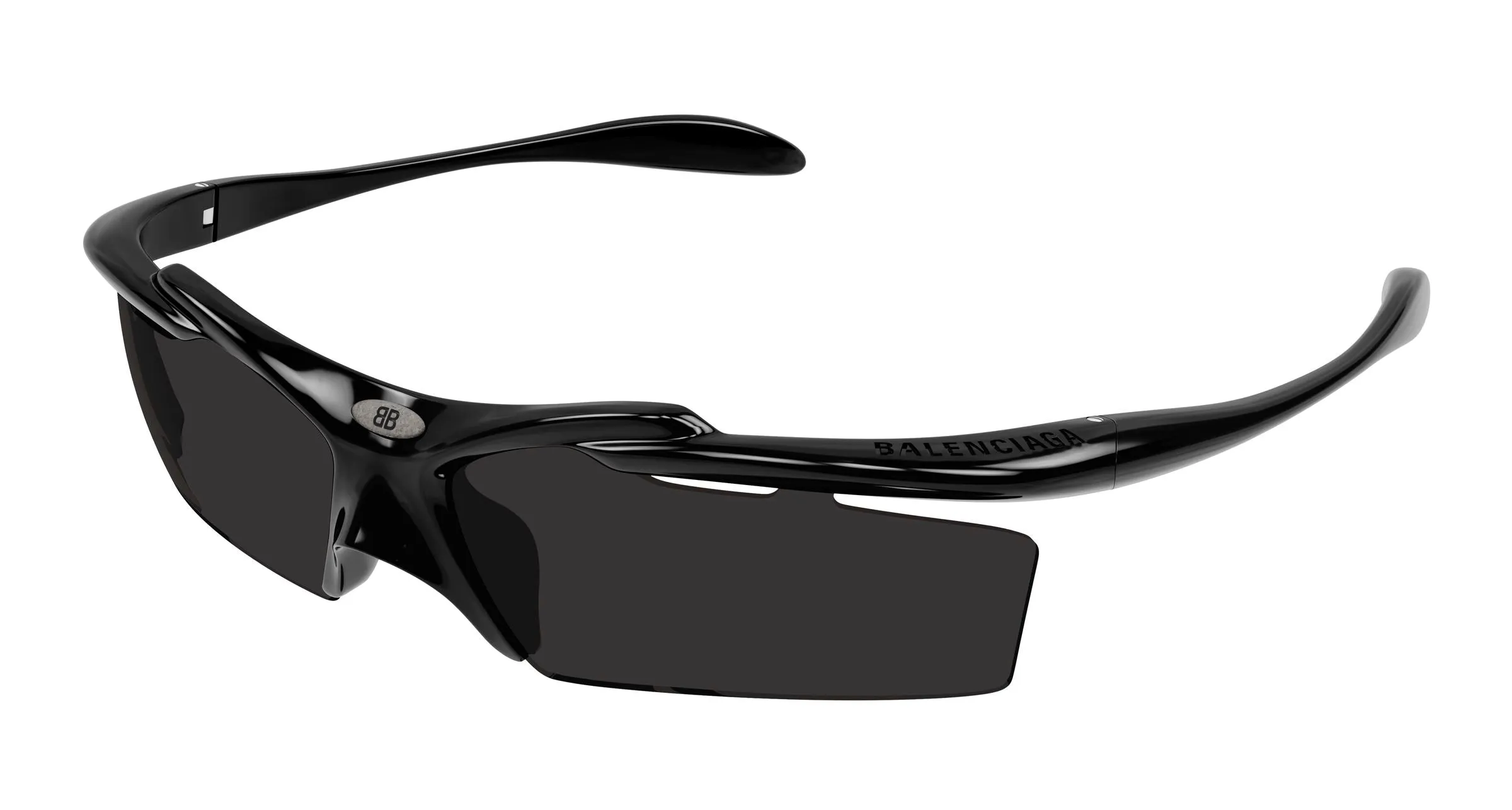 Balenciaga BB0420S 001 Occhiali da sole Acetato Nero Grigio Geometrica - immagine 1