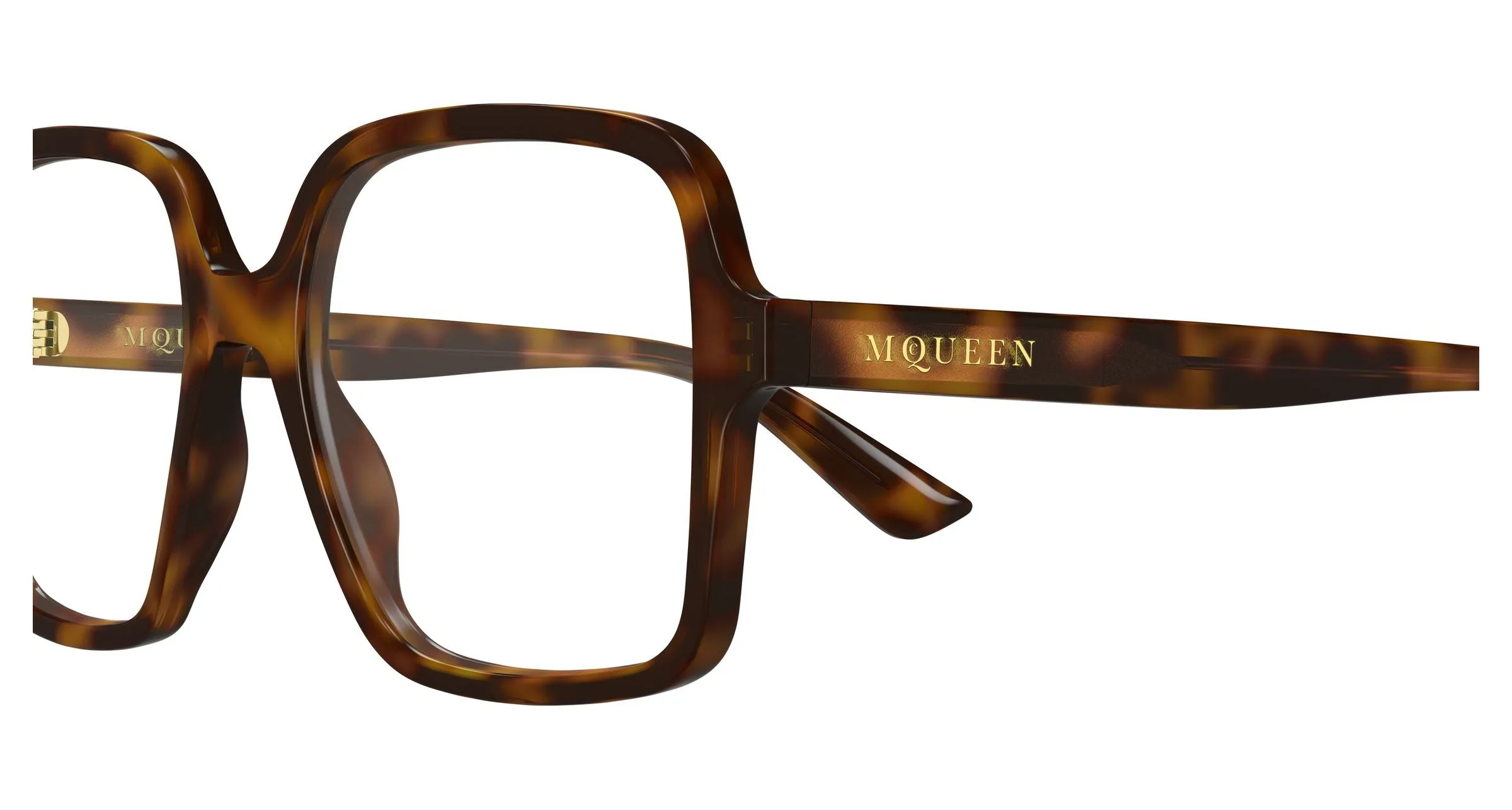 Alexander McQueen AM0538O 002 Montature da vista Acetato Havana Trasparente Squadrata - immagine 3
